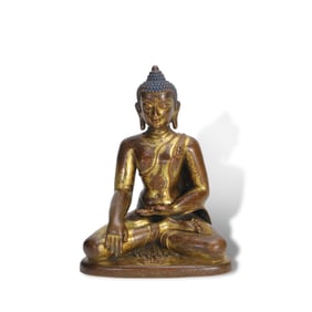 Yuan Dynasty Gilt-bronze Sakyamuni Buddha statue