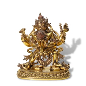 Ming Dynasty Danshati-style gilt-bronze Vajra Pestle statue
