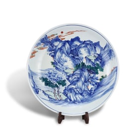 Qing Dynasty Kangxi period, Doucai plate with landscape patterns