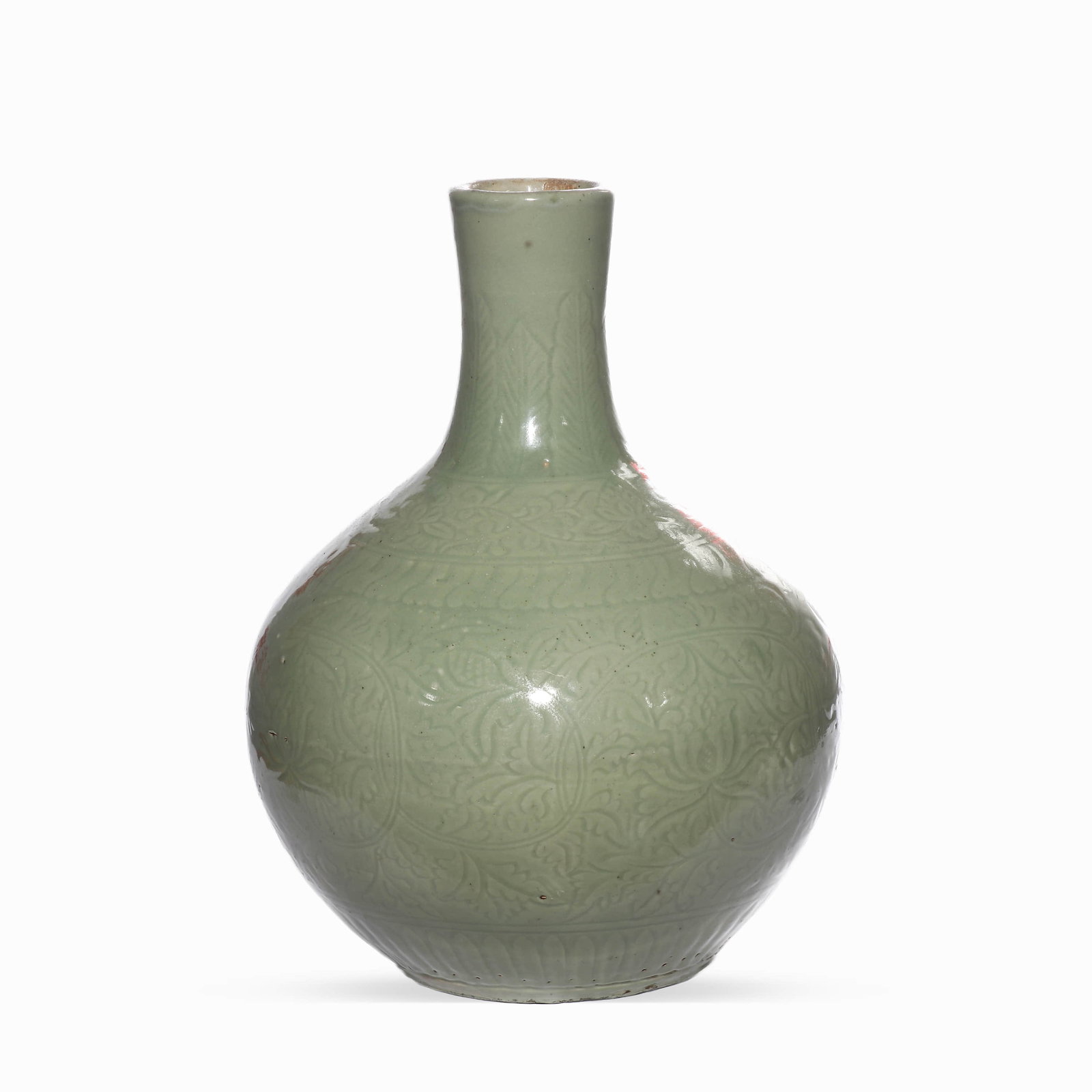 Qinglongquan Kiln Engraved Flower Celestial Bottle (1 of 4)