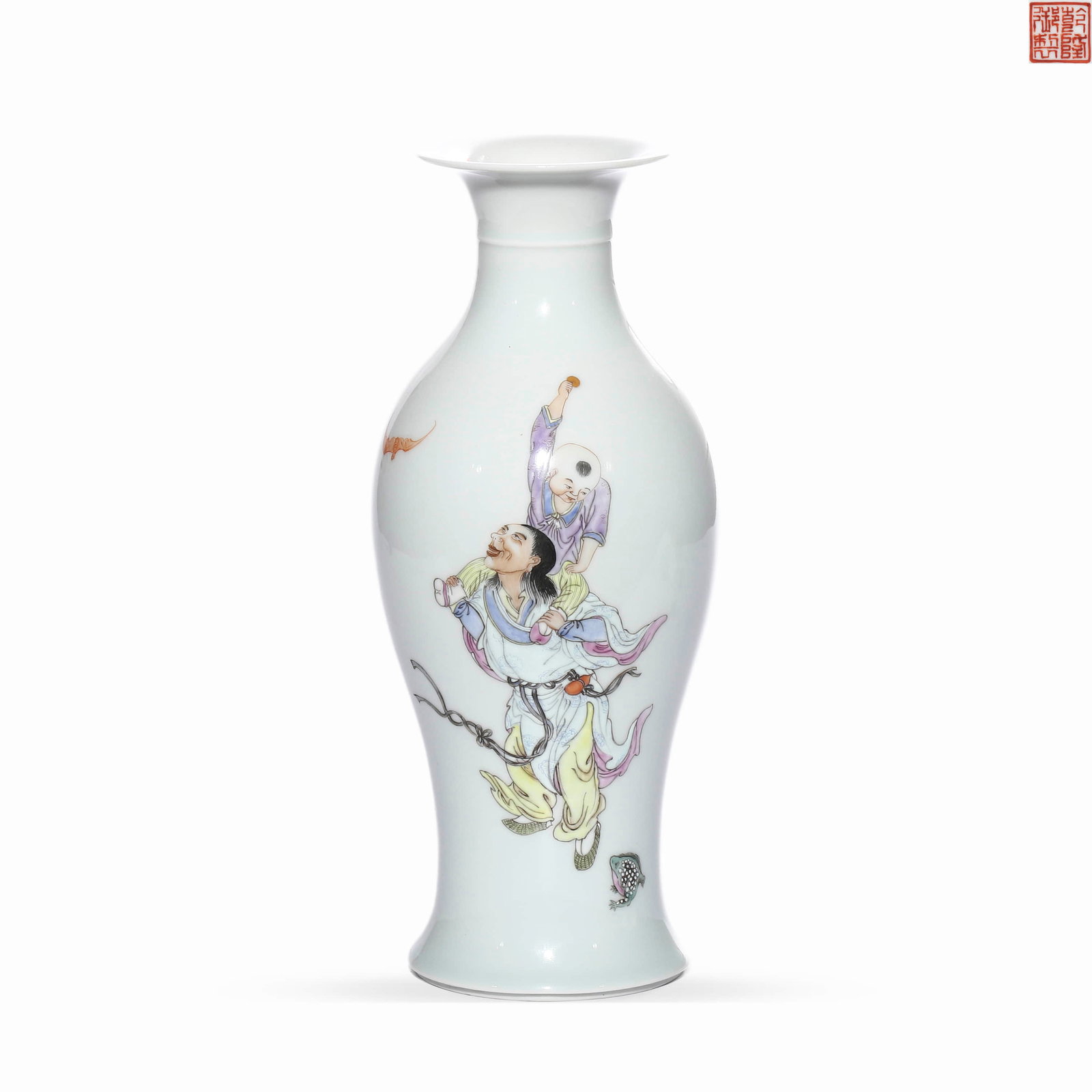 In the Republic of China, the pastel bangs play, the golden toad, the Guanyin bottle.: H:24.3cm