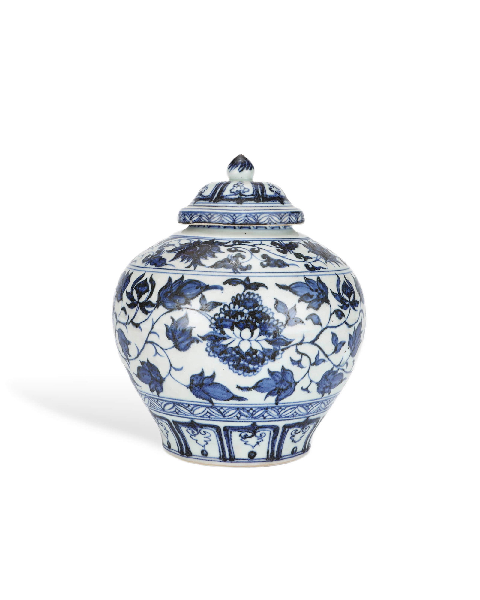 Yuan blue and white flower pattern jar with bound branches: L:16.5cm H:20cm