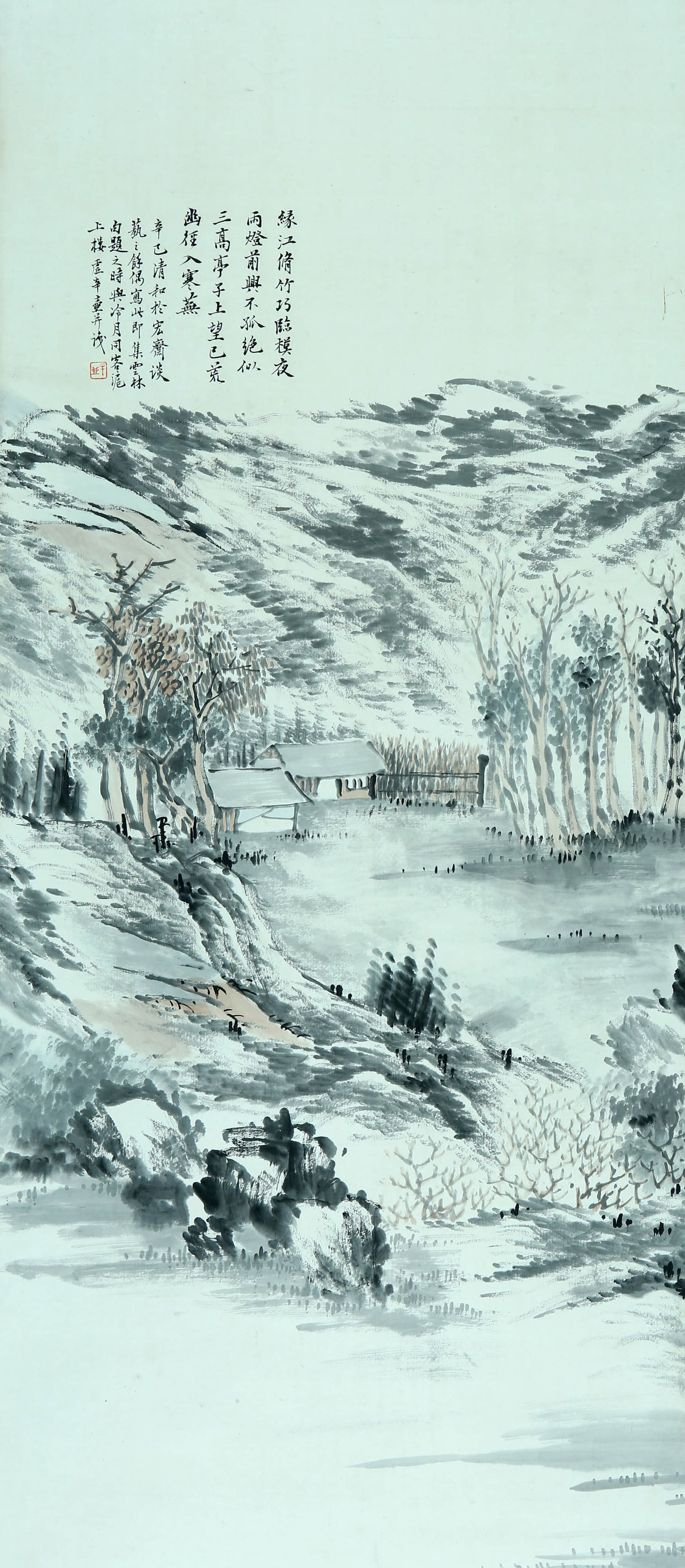 Louxinhu mark landscape: 106×46 colored paper vertical shaft