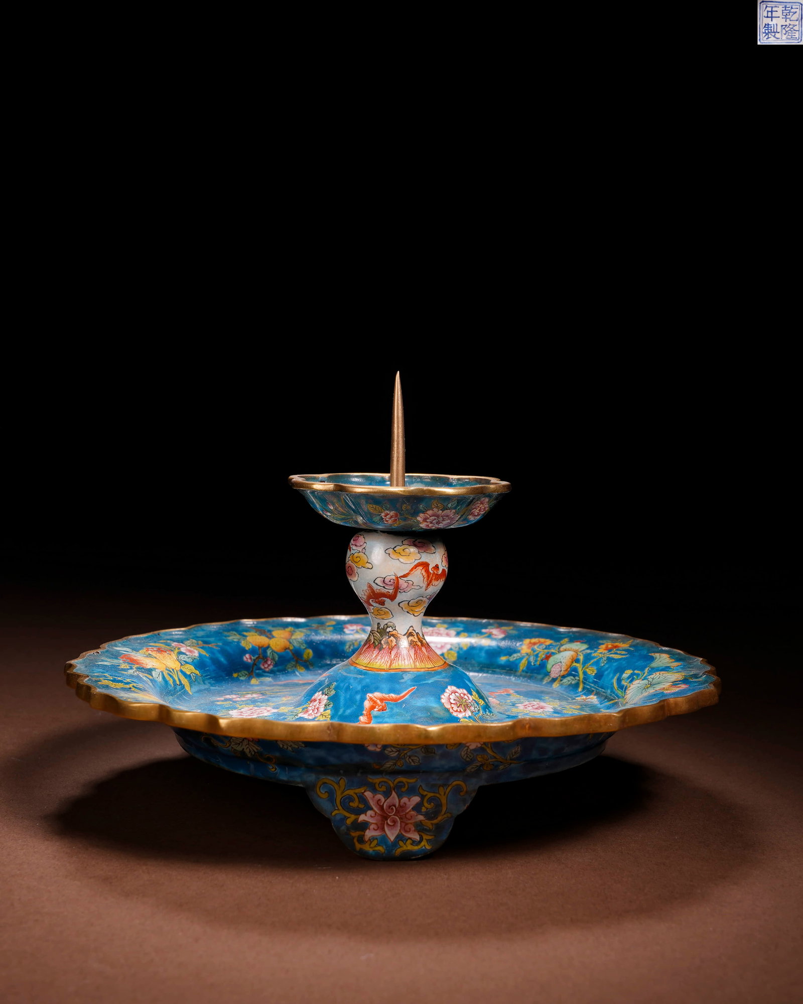 Qingganlong mark copper tire painting enamel flower pattern lamp: L:17cm H:11cm