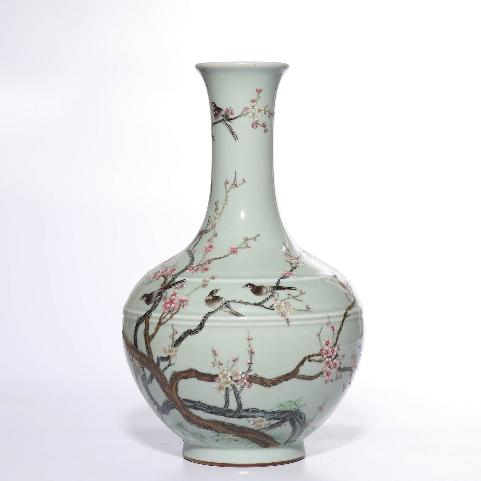 Qing Dynasty Qianlong mark Period Powdered Color Happiness Surpassing Eyebrows Vase - 2
