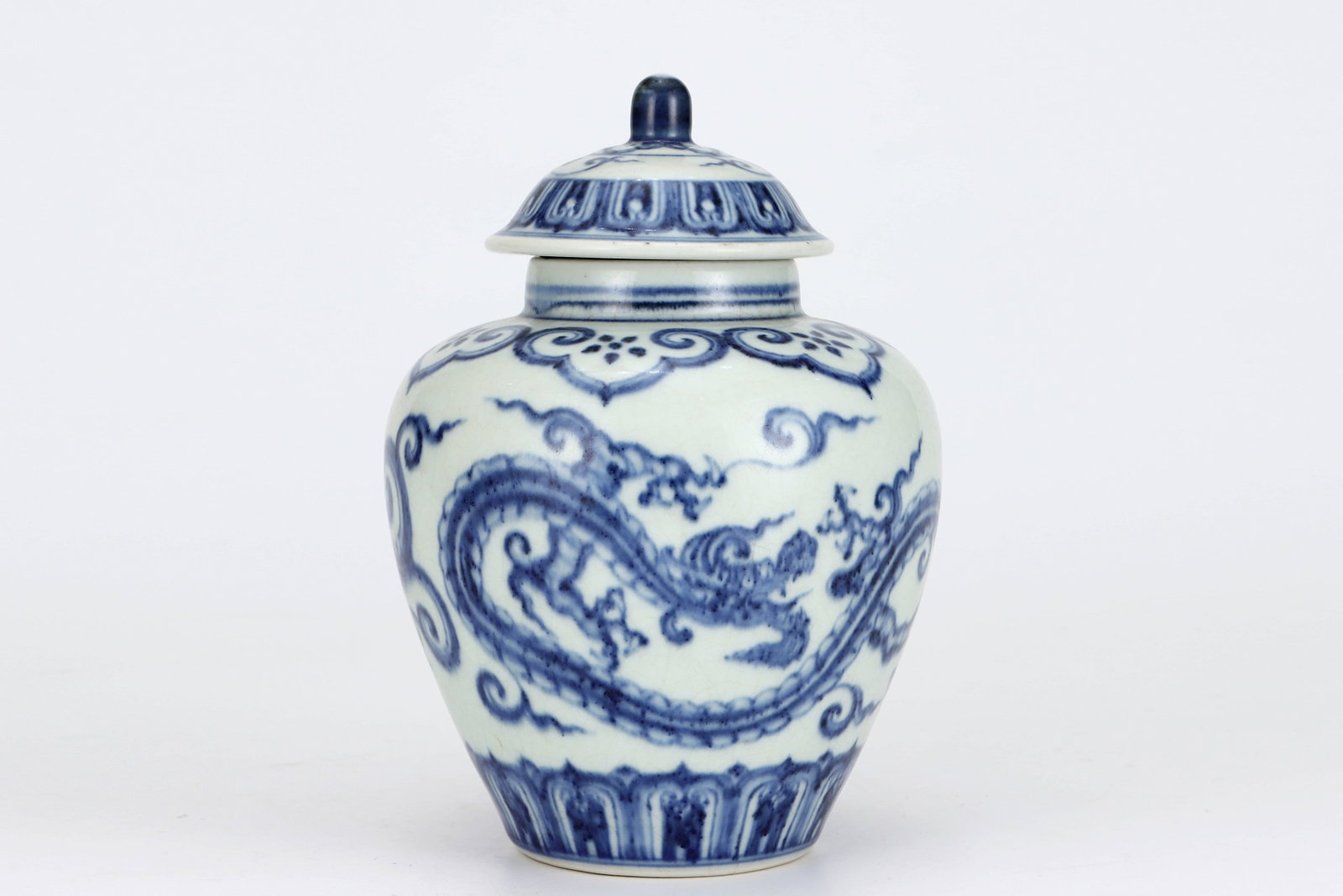 Ming Xuande blue and white dragon pattern jar cover - 2
