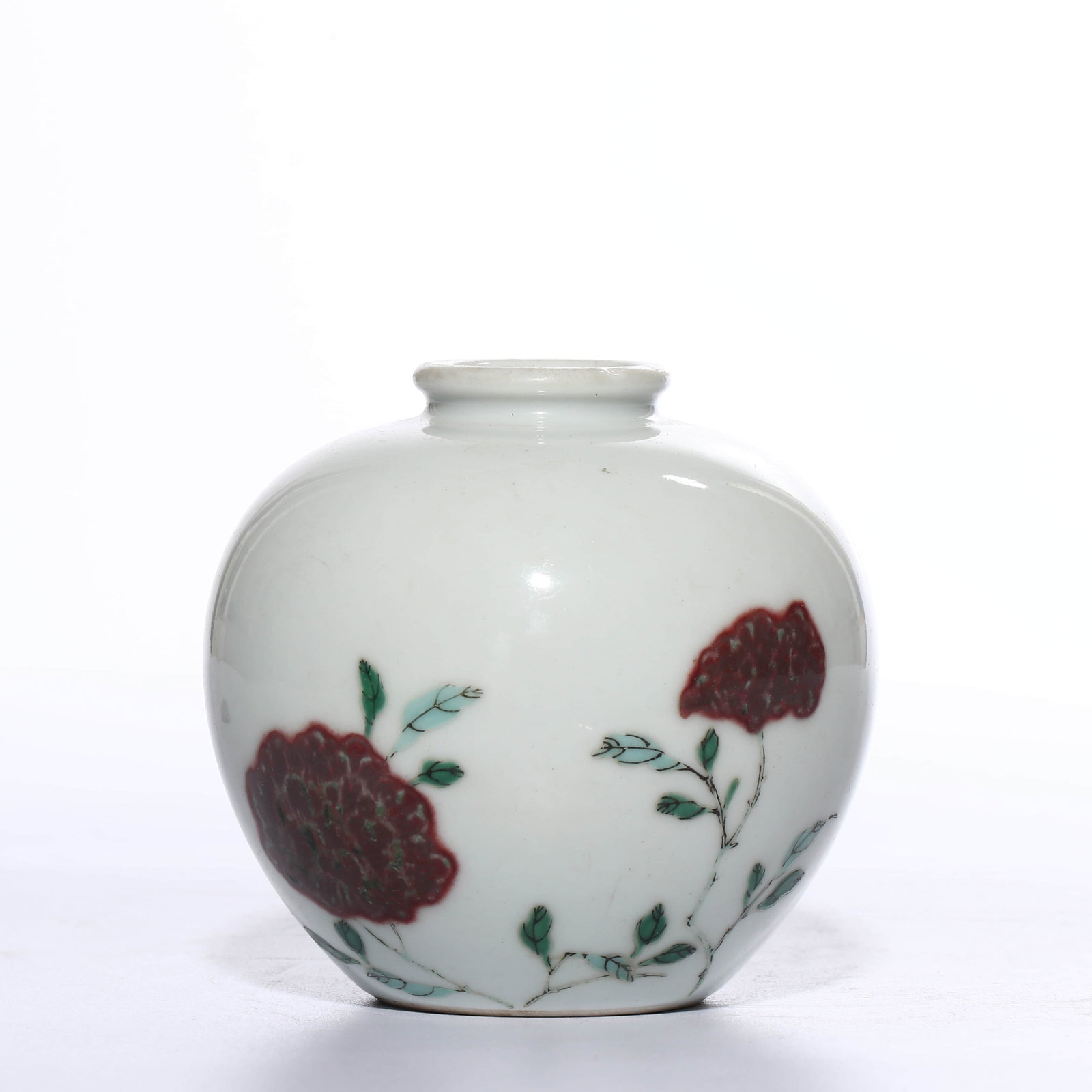 Qing Kangxi Apple Zun with Underglaze Red and Five-Color Flower Patterns - 2