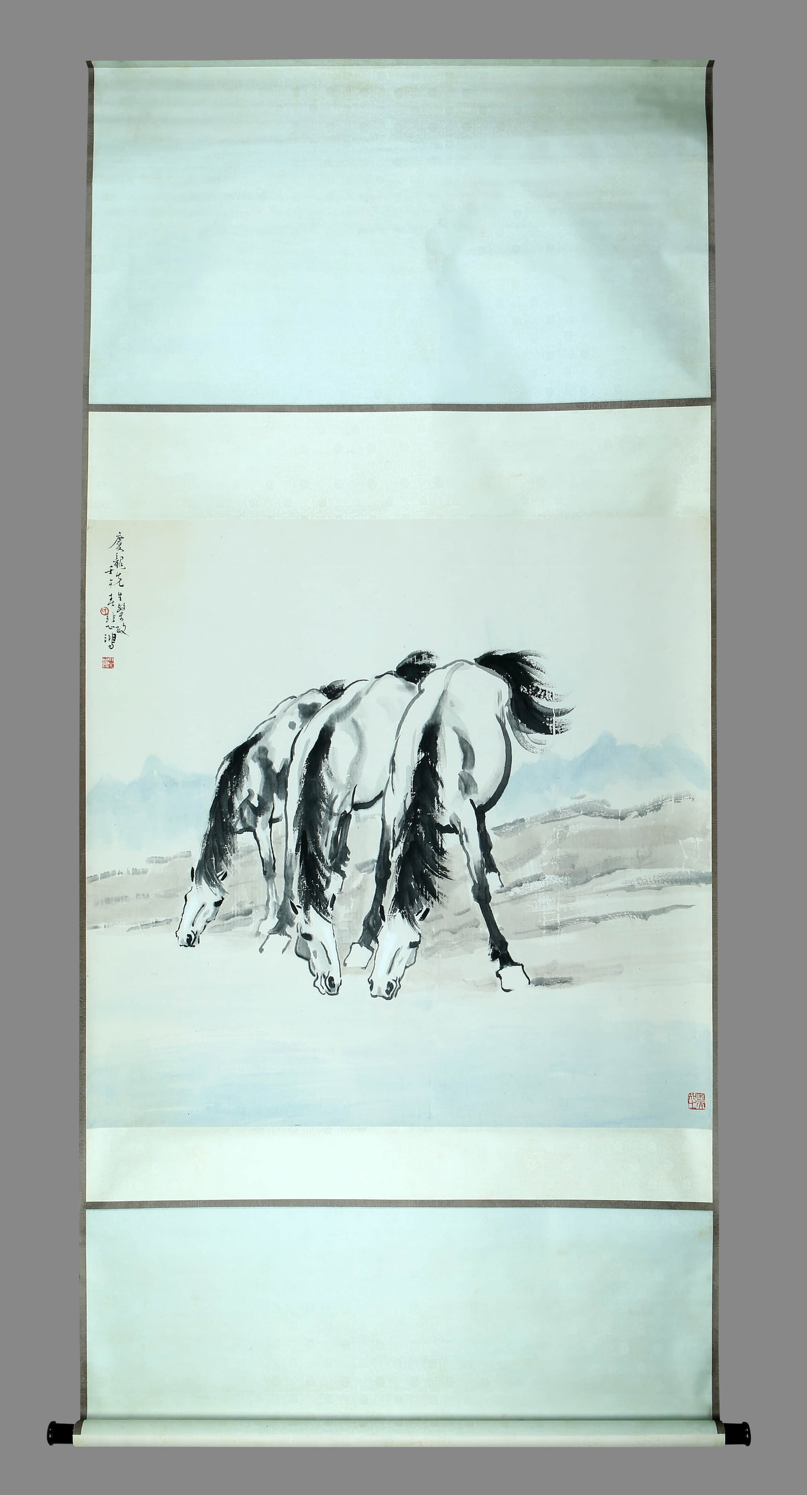 Xu Beihong drinks horses by the stream. - 2