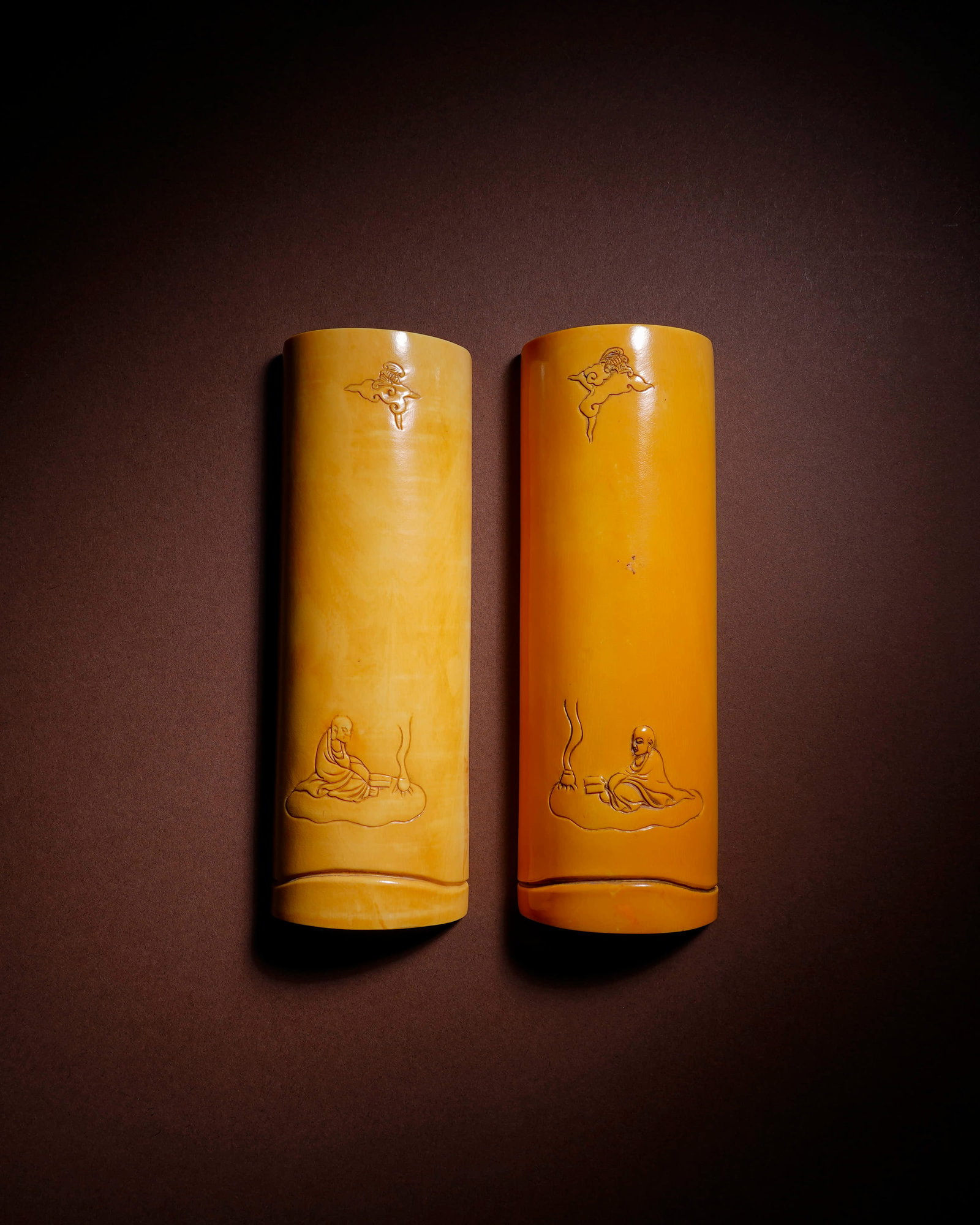 Qing dynasty tooth carving group immortals birthday armrests - 2