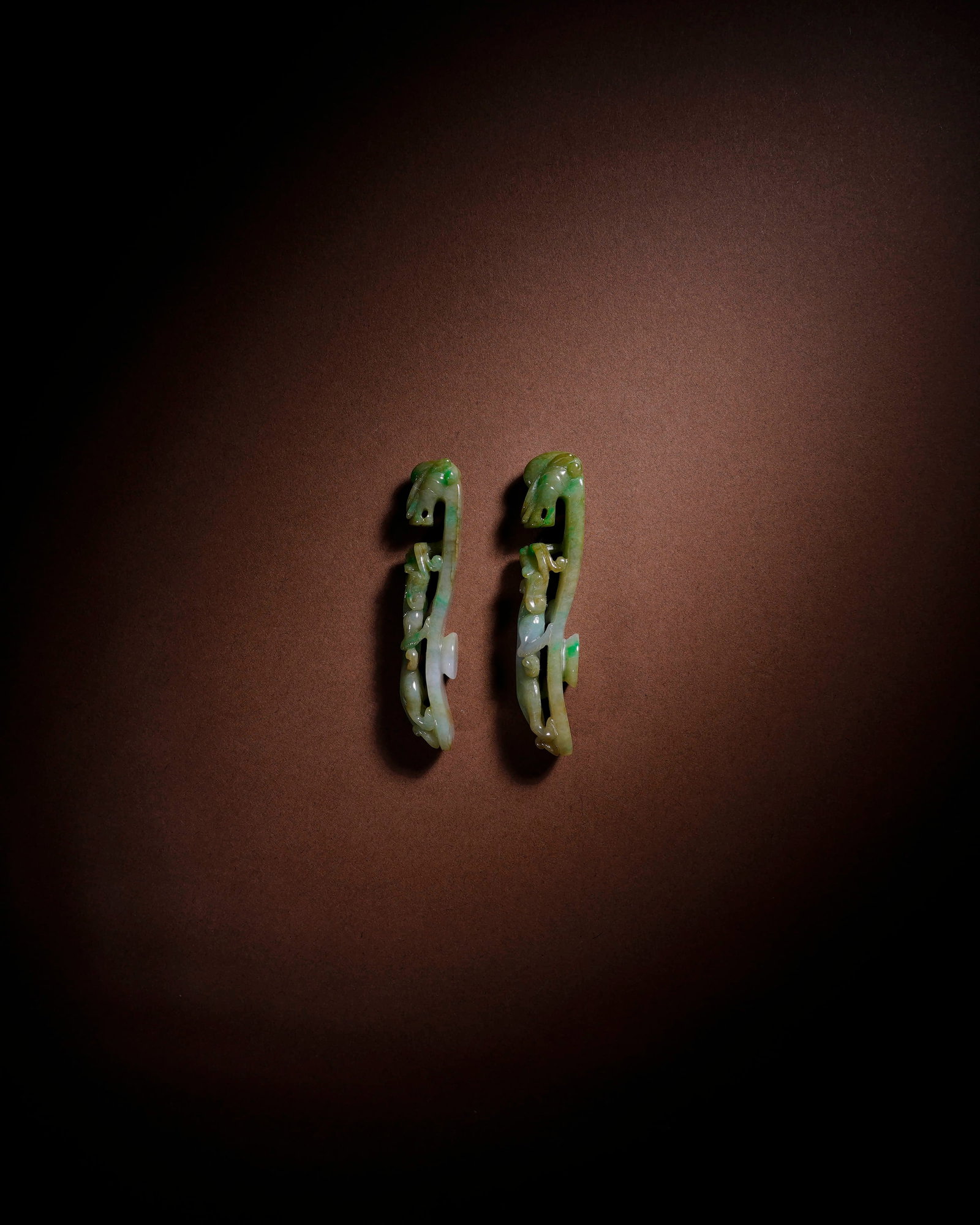 Two jade dragon hooks - 2