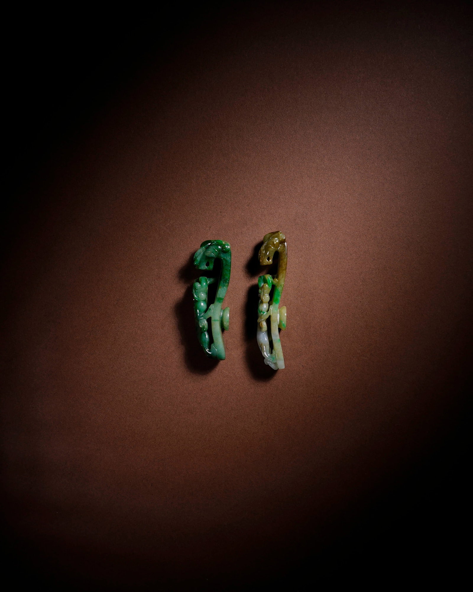 Two jade dragon hooks - 2
