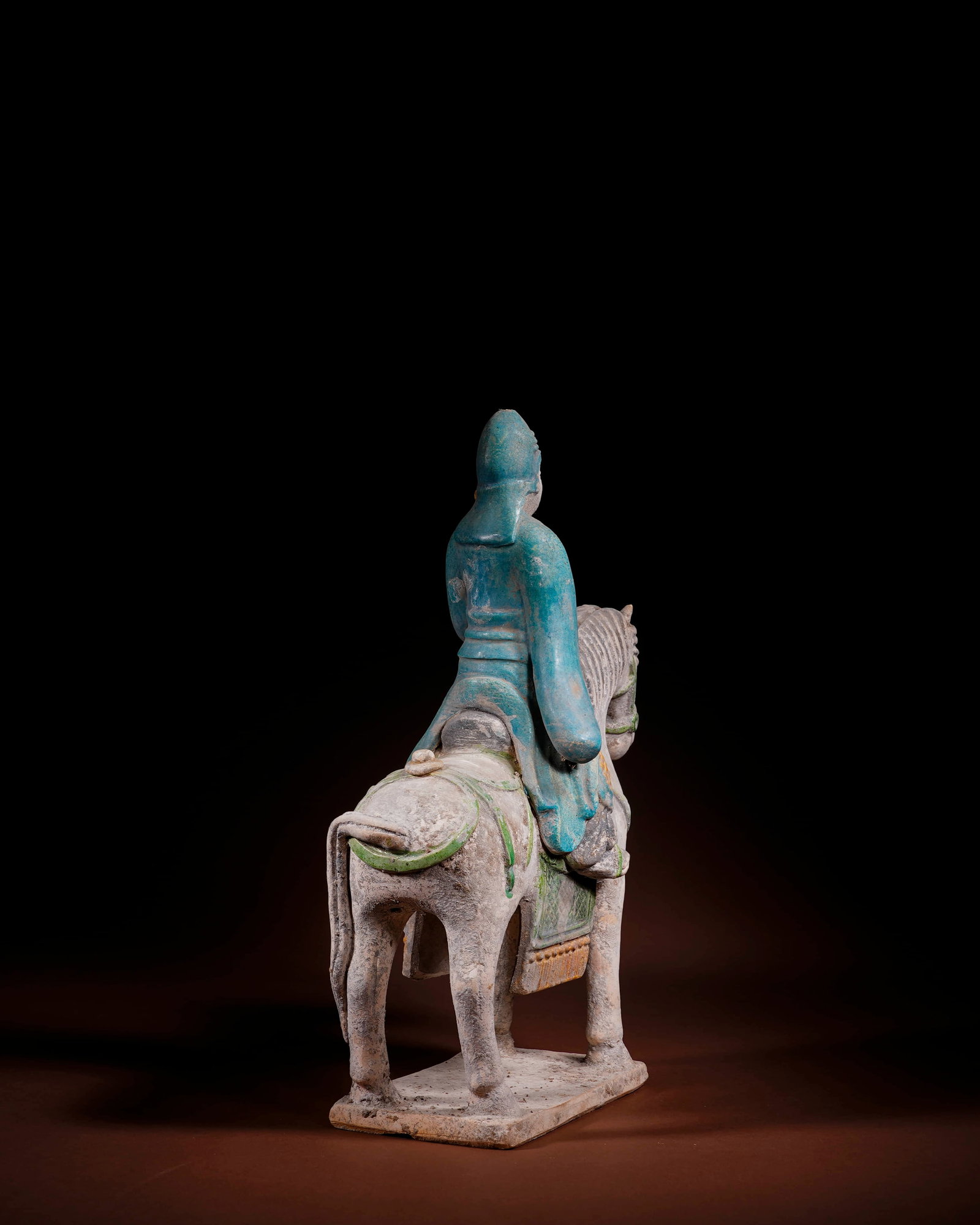Ming Sancai horse and a warrior in green and amber glaze - 3