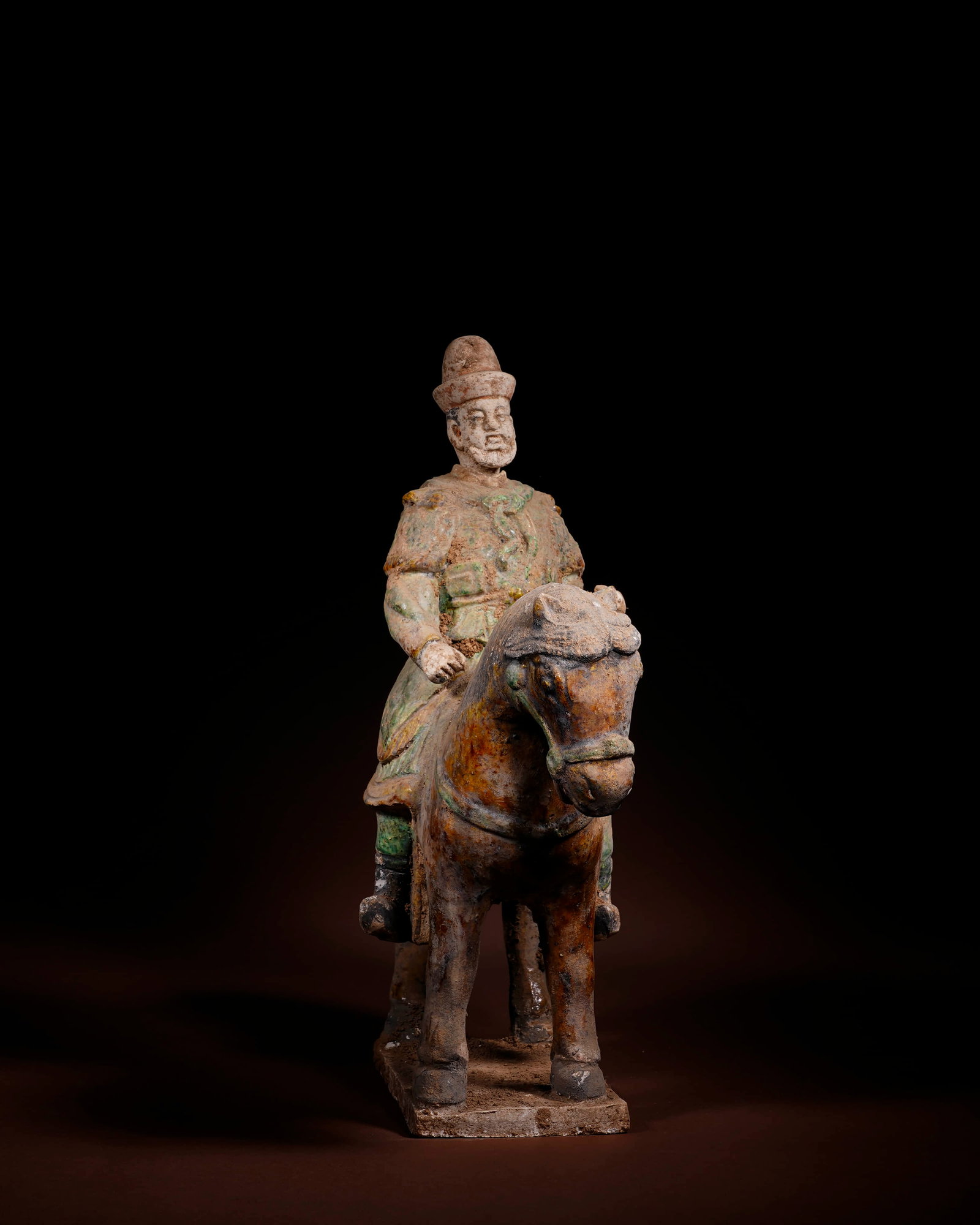 Ming Sancai(glazed pottery) horse and an armoured warrior with a detachable head - 2
