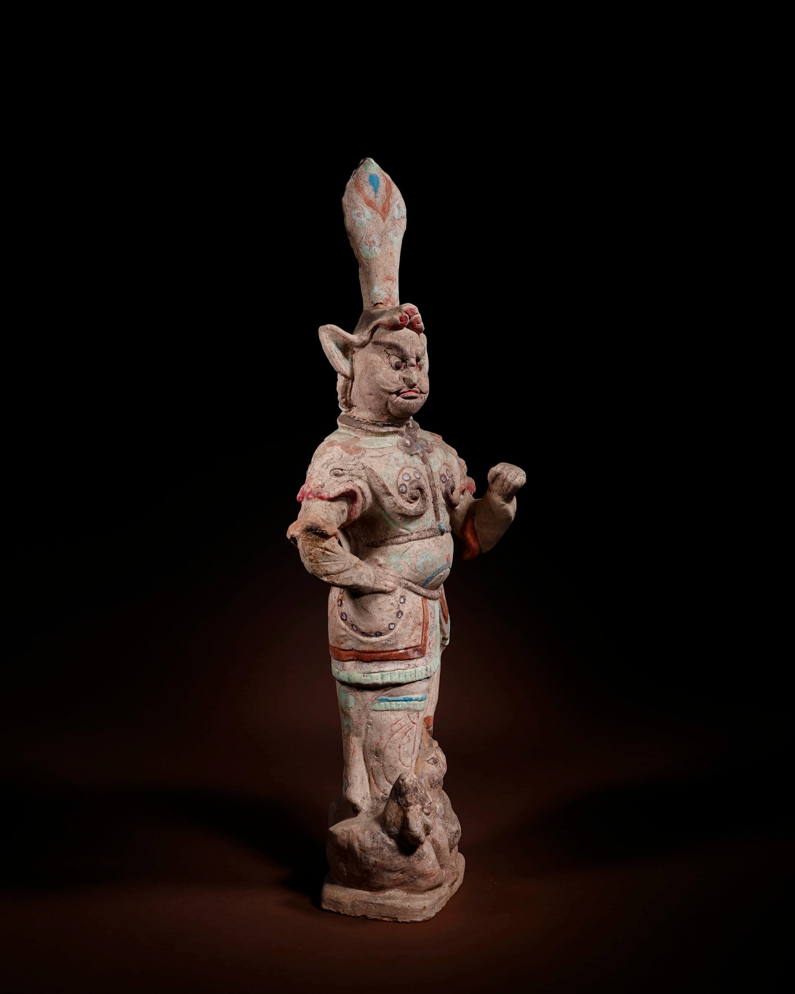 A colorfully painted pottery lokapala guardian,Tang Dynasty - 2