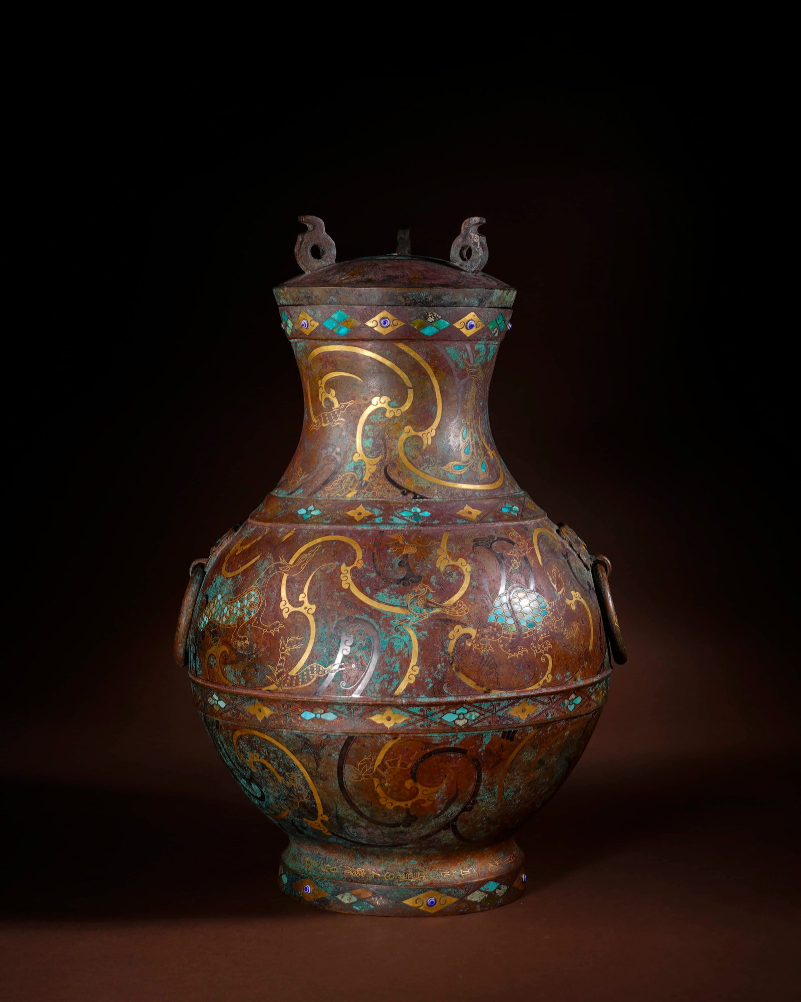 Tongcuo gold and silver bird pot in Warring States period - 3