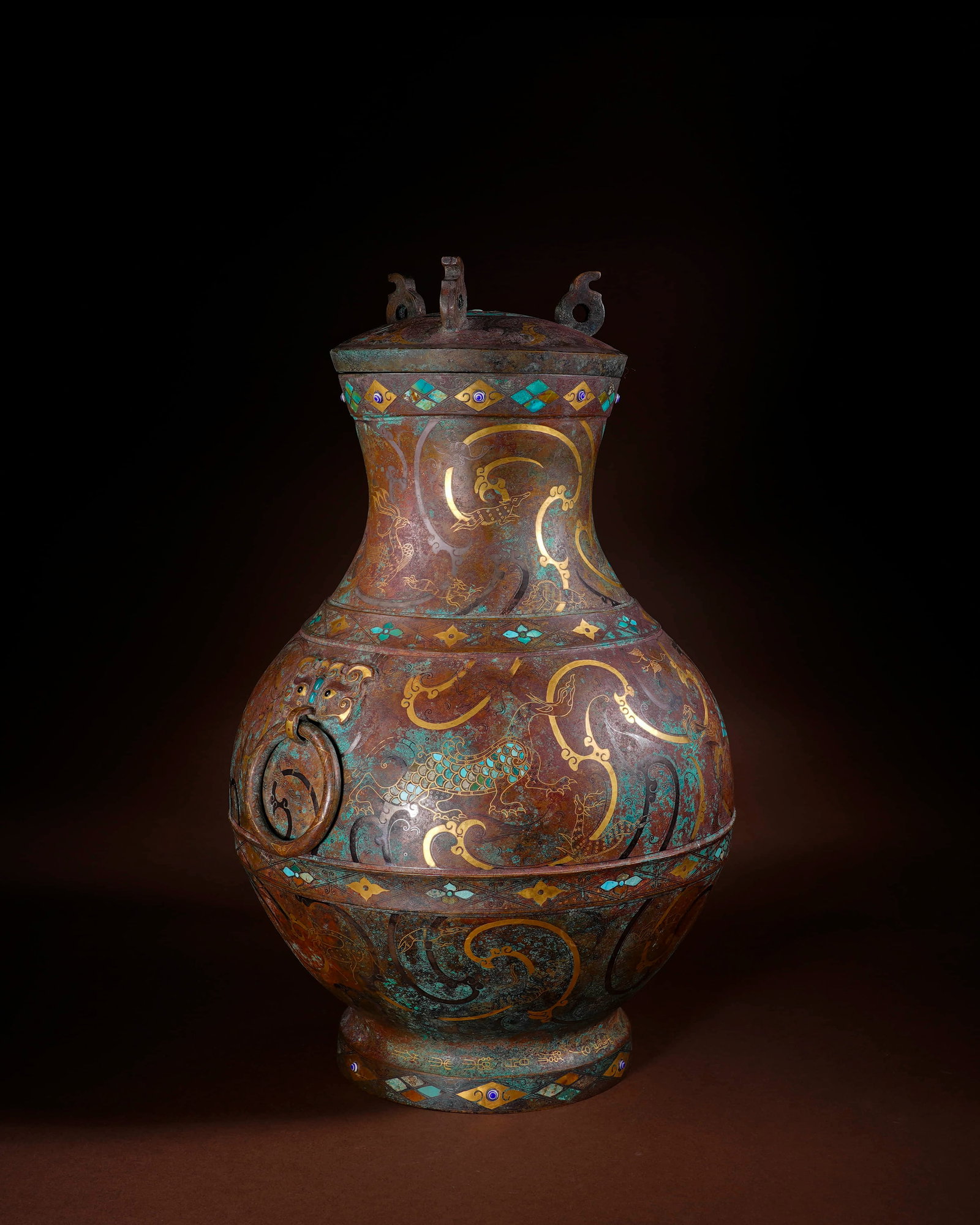 Tongcuo gold and silver bird pot in Warring States period - 4