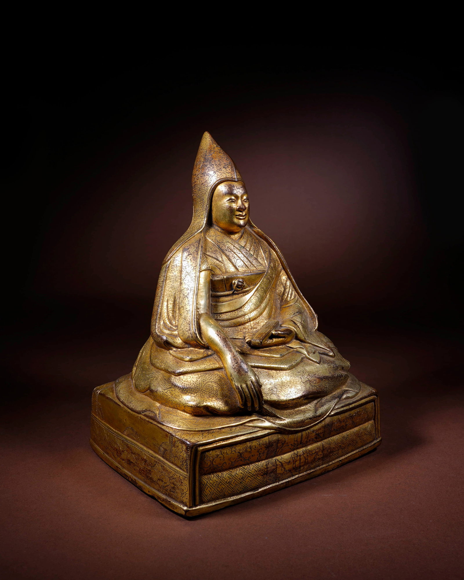 Bronze-gilded statue of Guru Zong Kaba. - 2