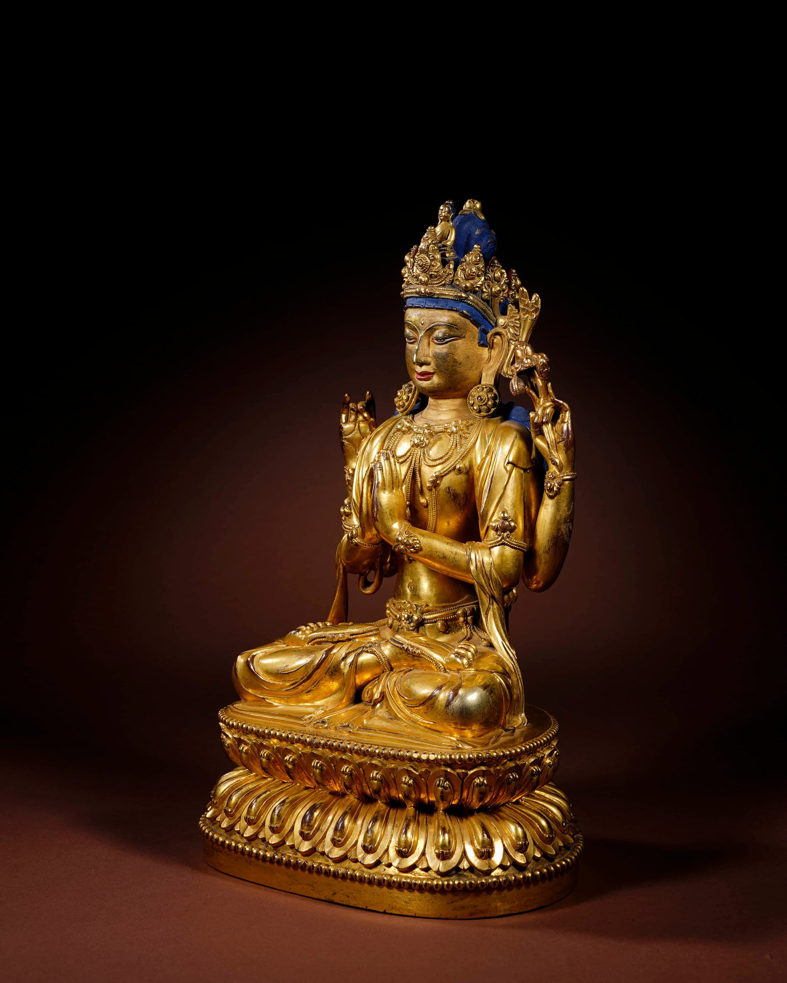 Ming bronze gilded four-arm Guanyin - 3