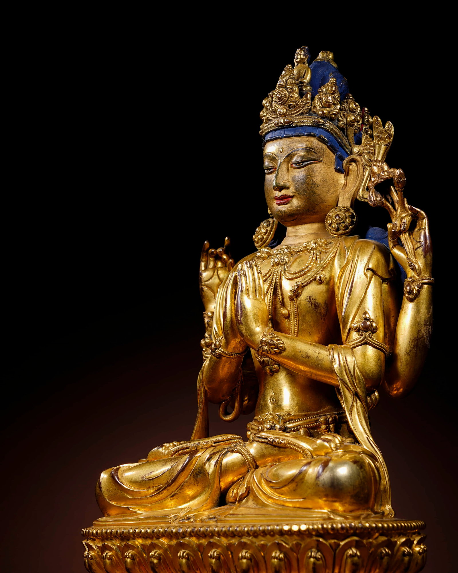 Ming bronze gilded four-arm Guanyin - 4