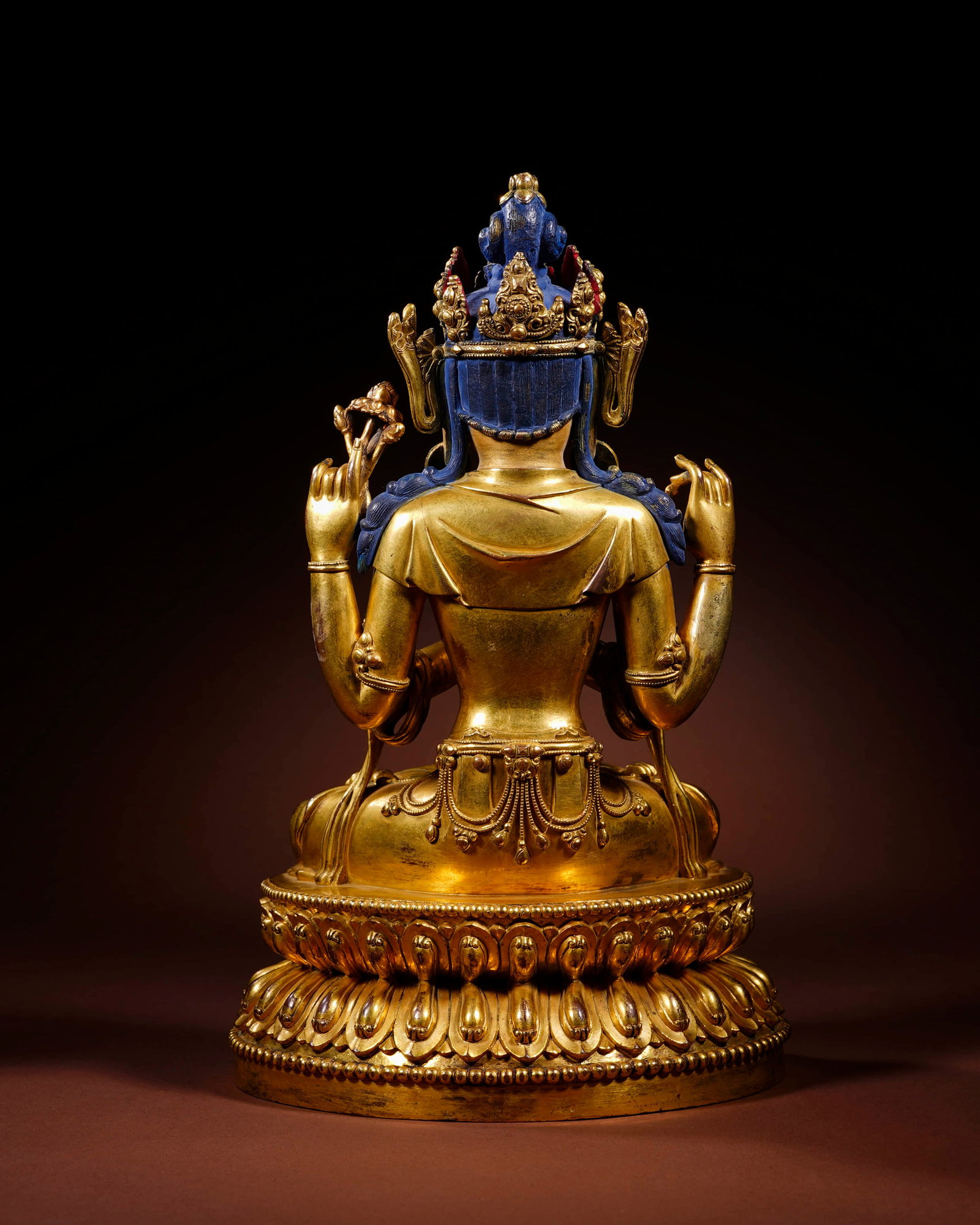 Ming bronze gilded four-arm Guanyin - 5