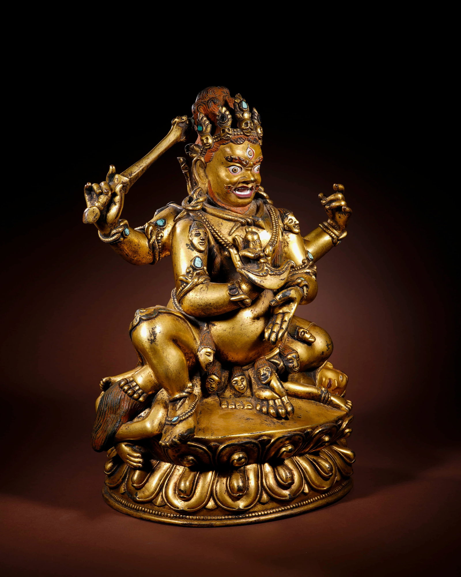 Yuan copper gilded four-arm Mahagara - 2