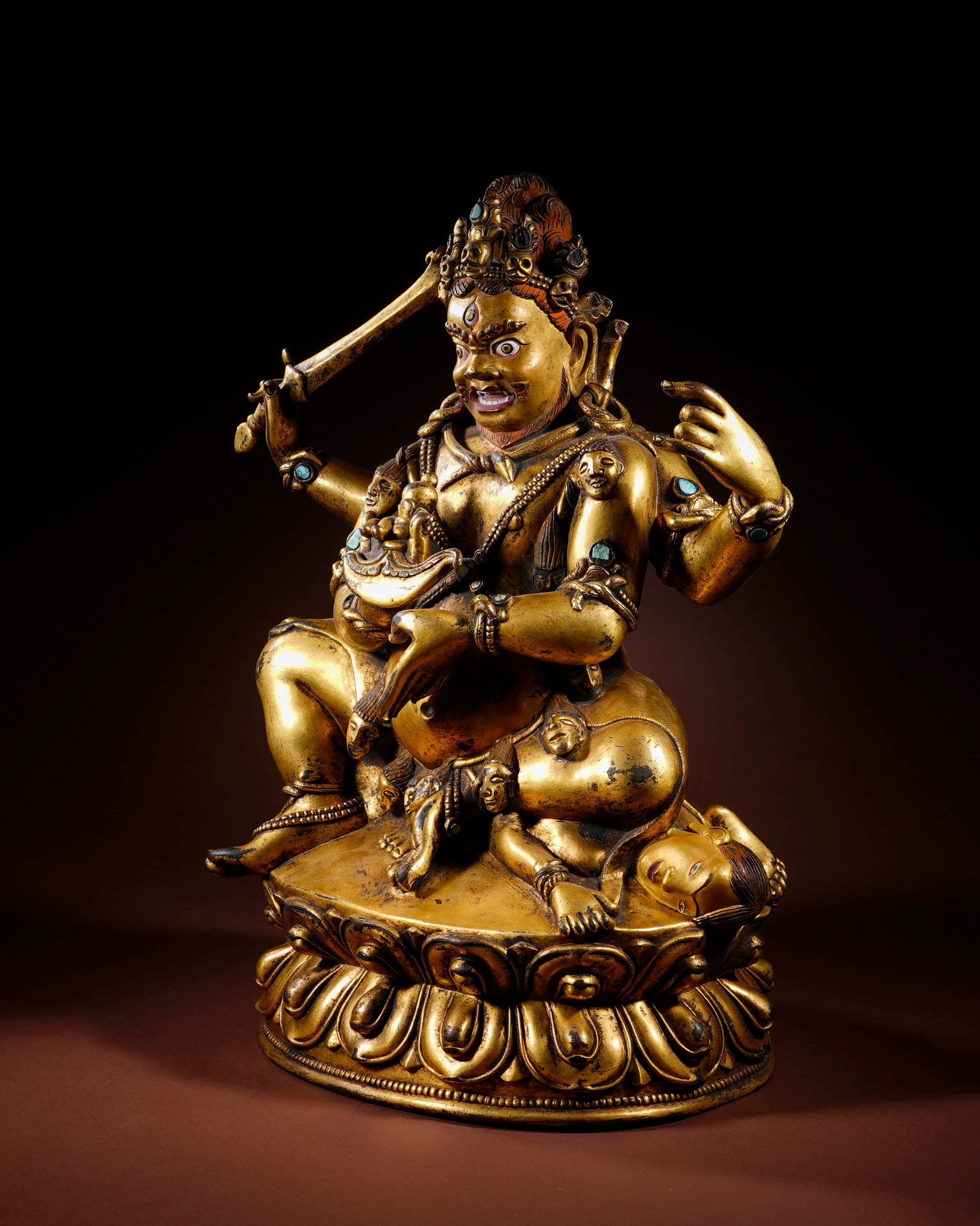 Yuan copper gilded four-arm Mahagara - 3