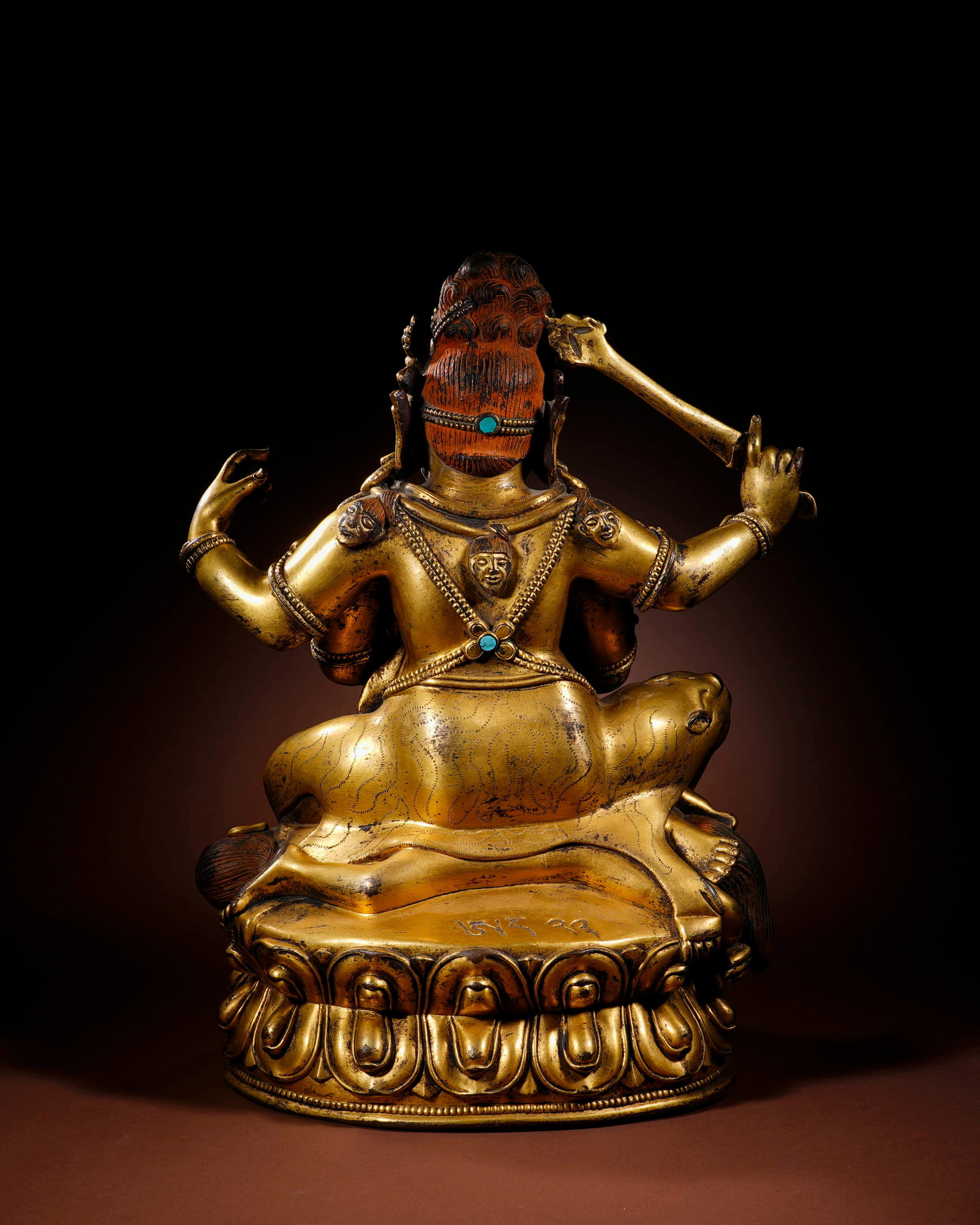 Yuan copper gilded four-arm Mahagara - 4