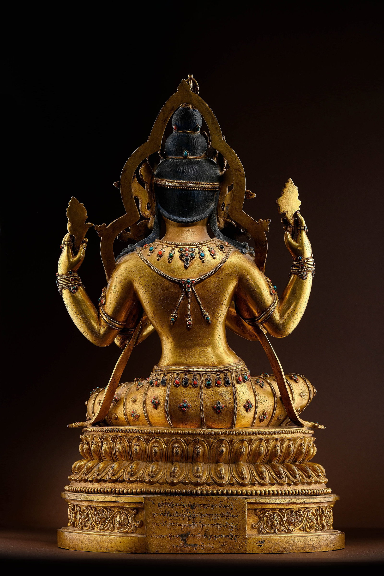 Ming bronze gilded four-arm Guanyin statue - 4