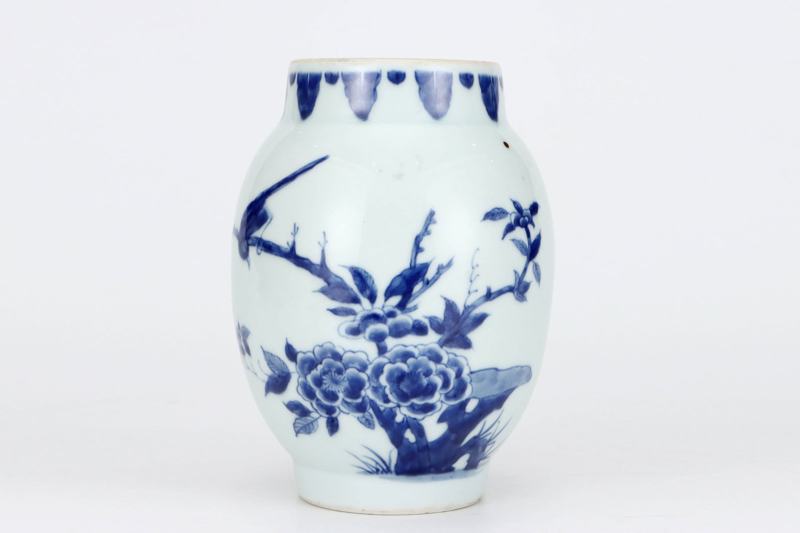 Qing Kangxi blue and white Hua Niaowen jar - 2