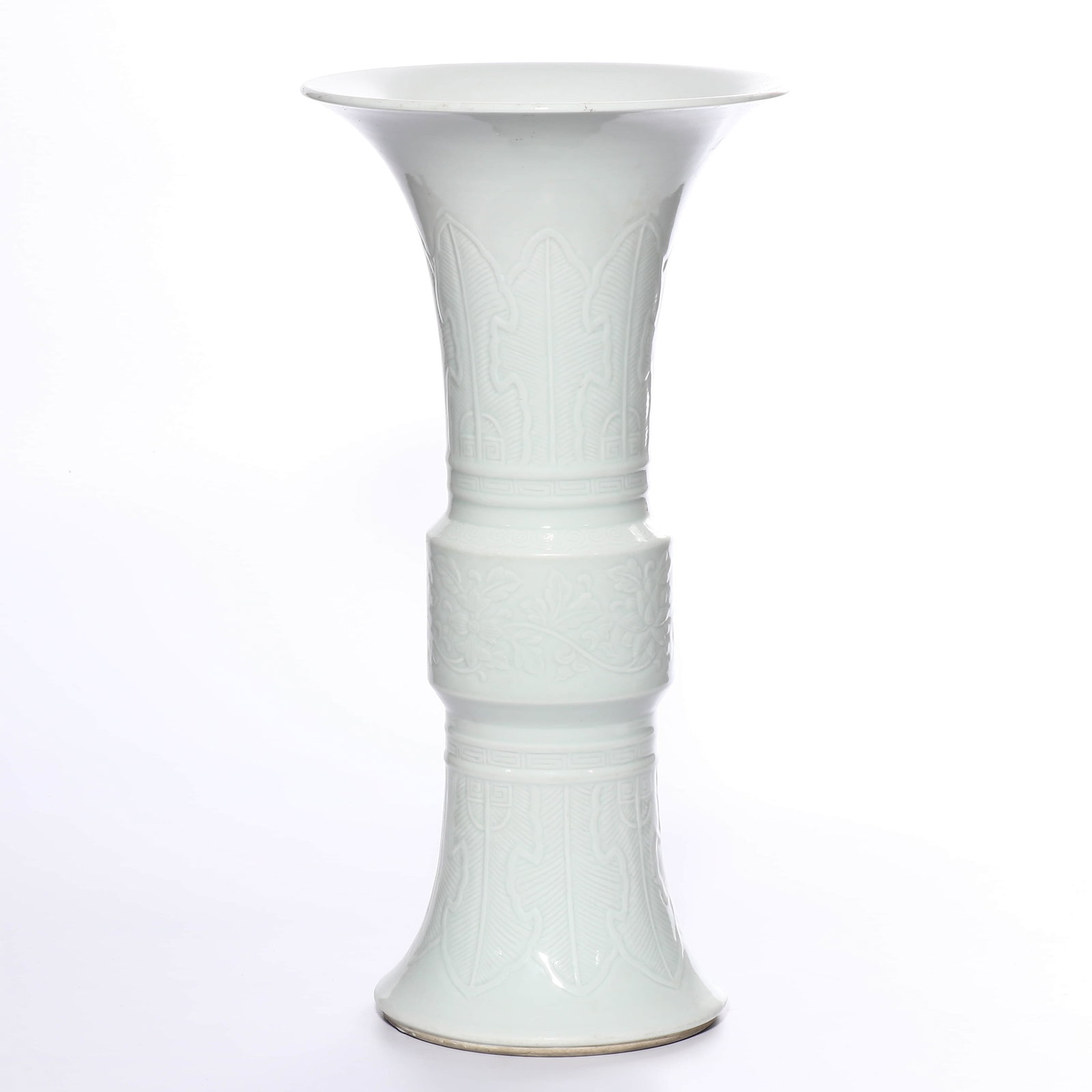 White Glazed Banana Leaf gu-form vase, Qianlong Period - 3