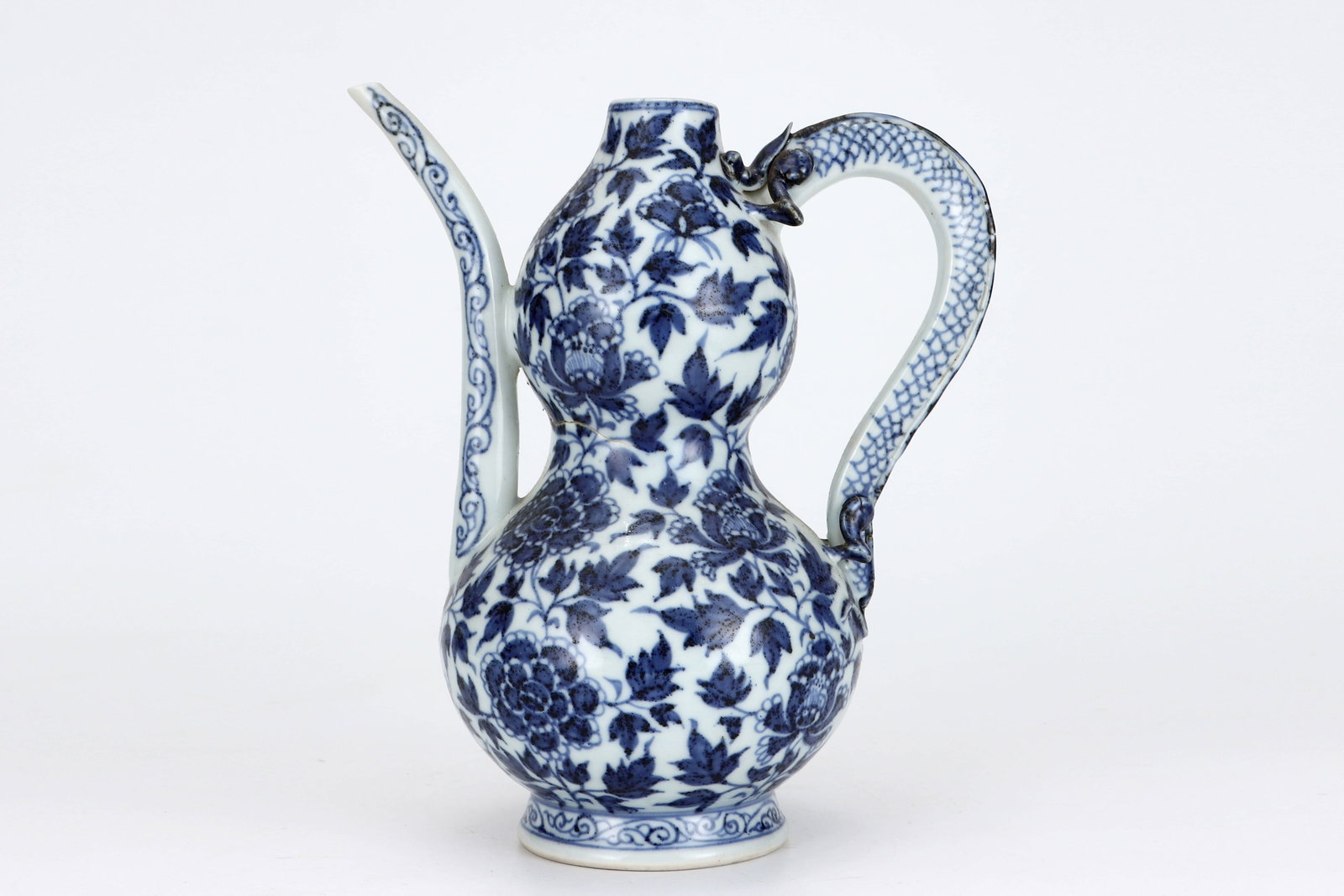 Ming Yongle blue-and-white peony-patterned gourd holding pot - 2