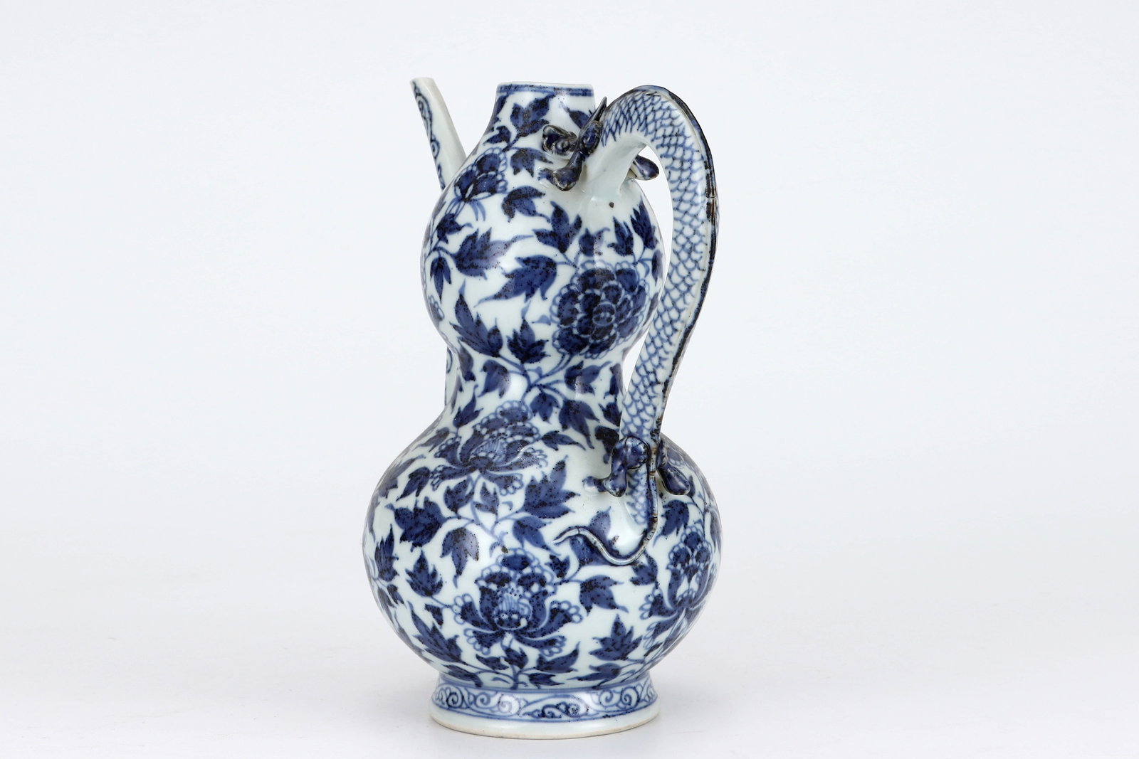 Ming Yongle blue-and-white peony-patterned gourd holding pot - 3