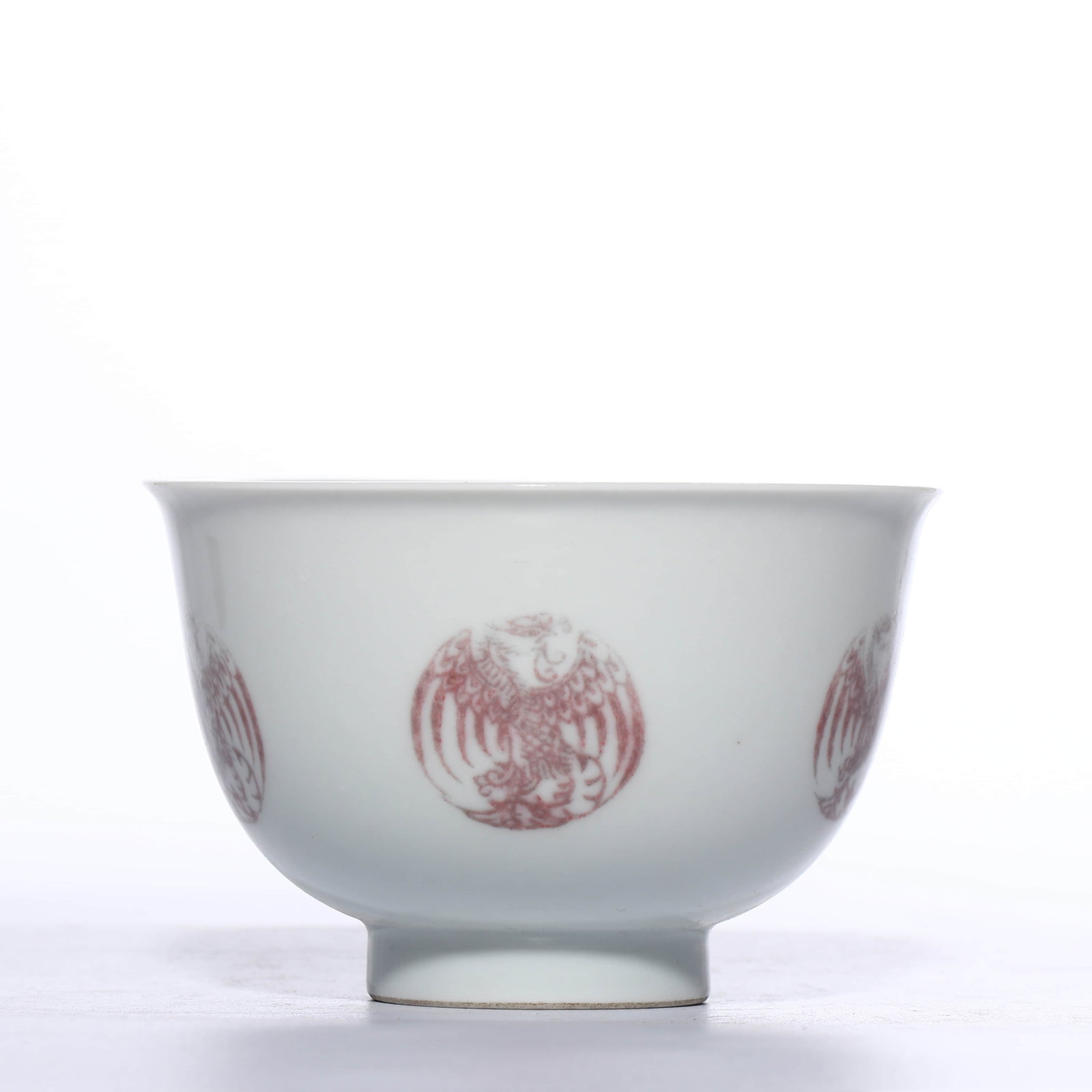 Qing Kangxi Bowl with Underglaze Red Phoenix Medallion Patterns - 2