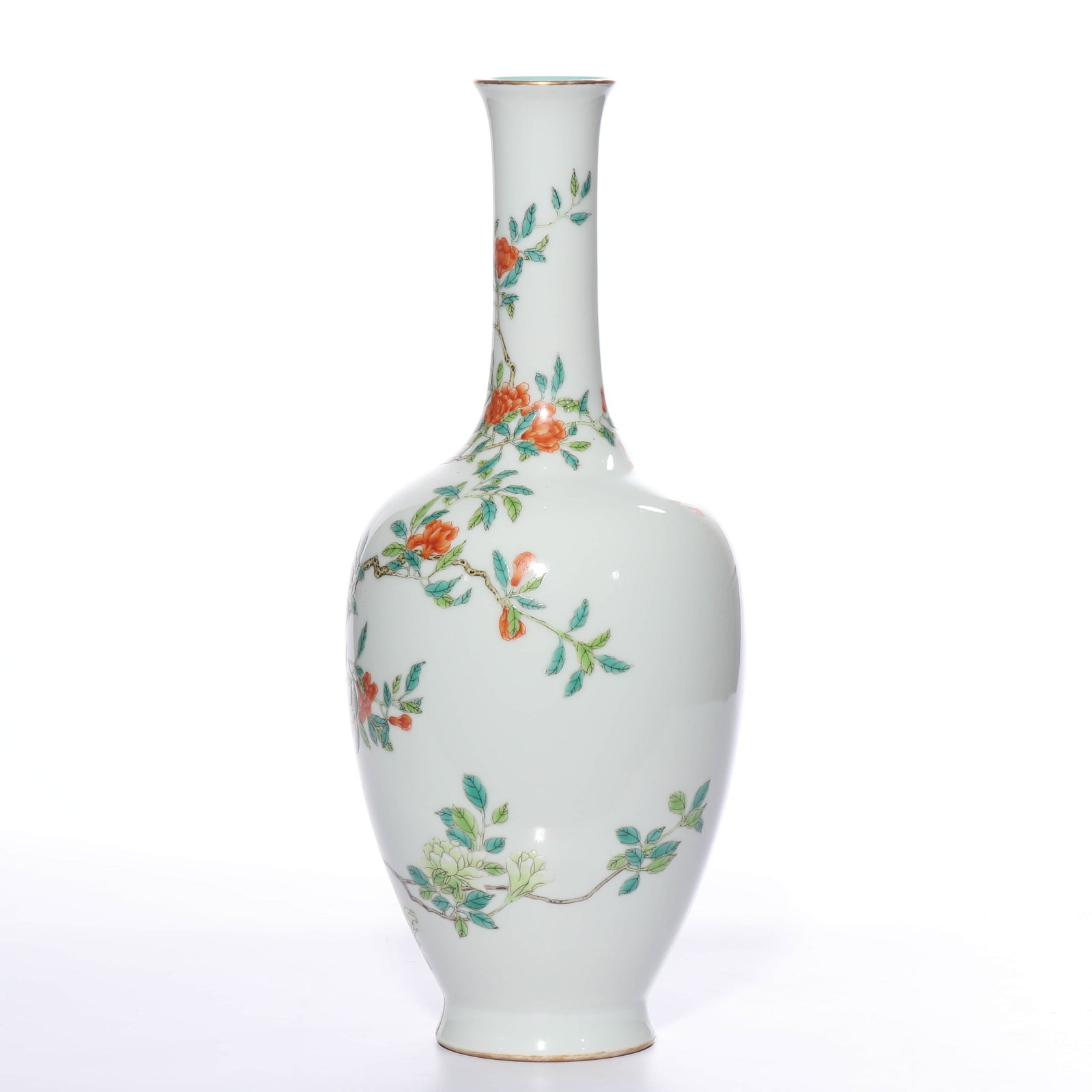 Qingganlong pastel flower pattern long neck bottle - 2