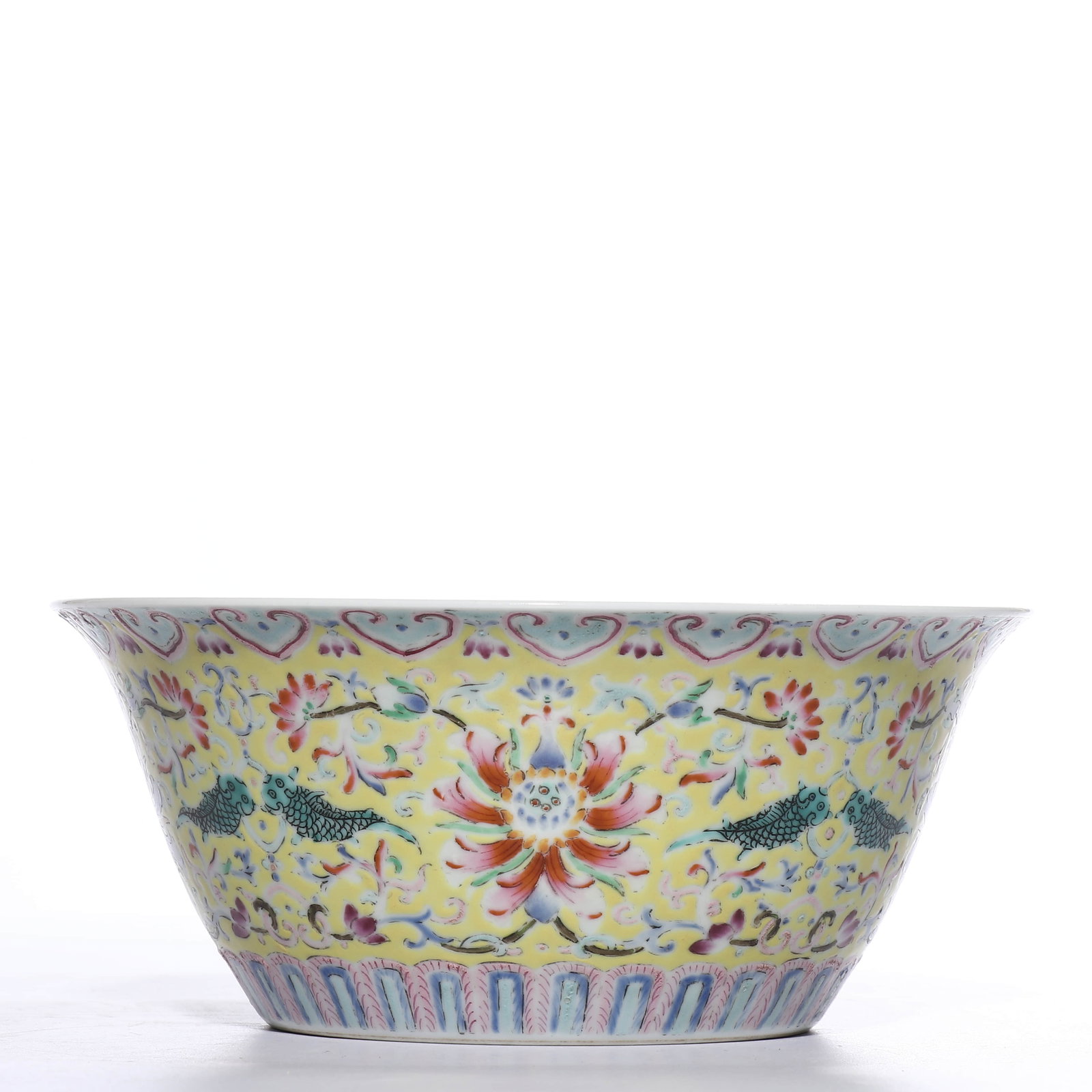 Qing gan long Huang di famille rose-colored lotus bowl with bound branches - 4