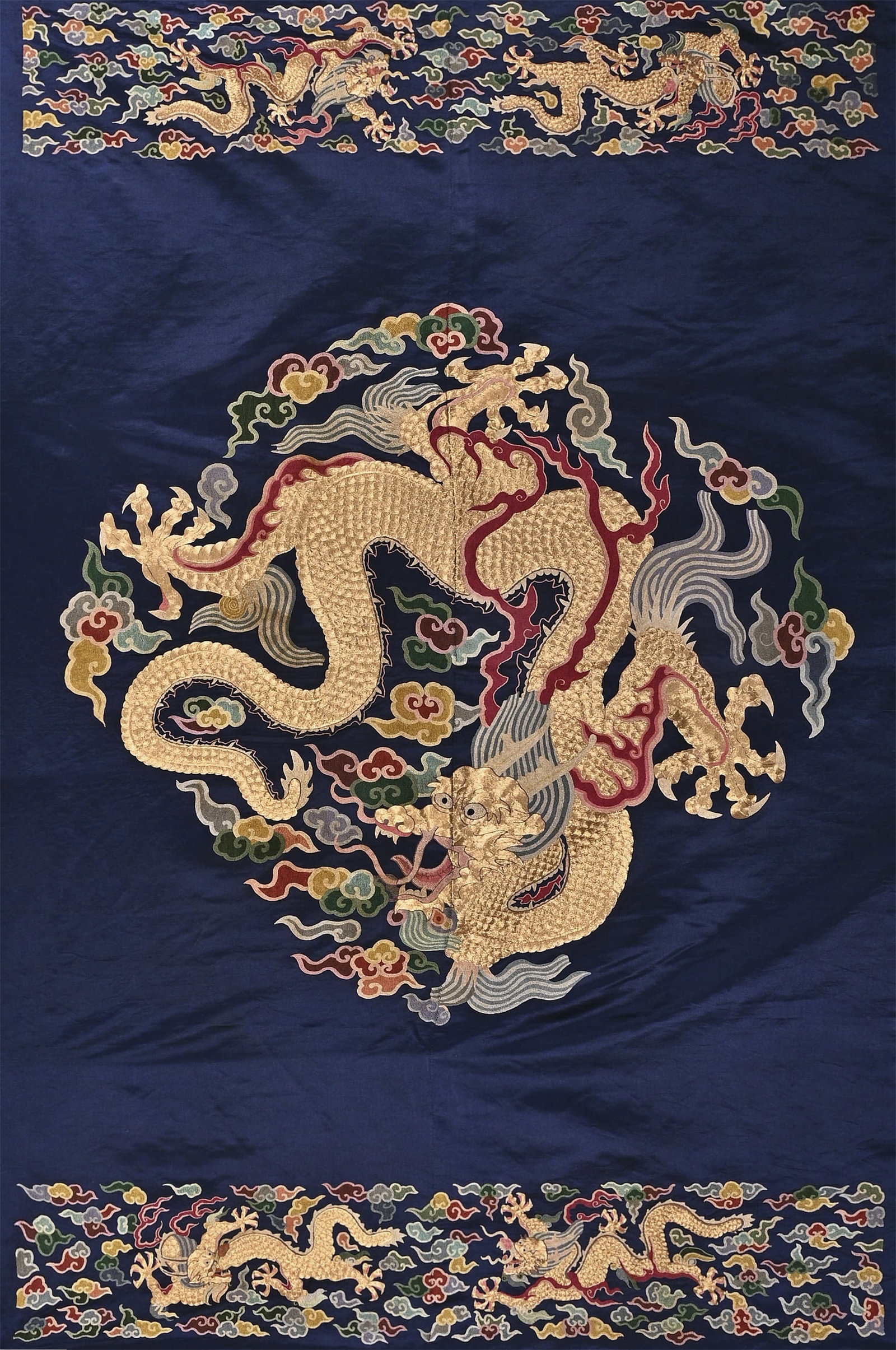 A CHINESE KESI 'AUSPICIOUS CLOUD AND DRAGON' FABRIC (1 of 7)