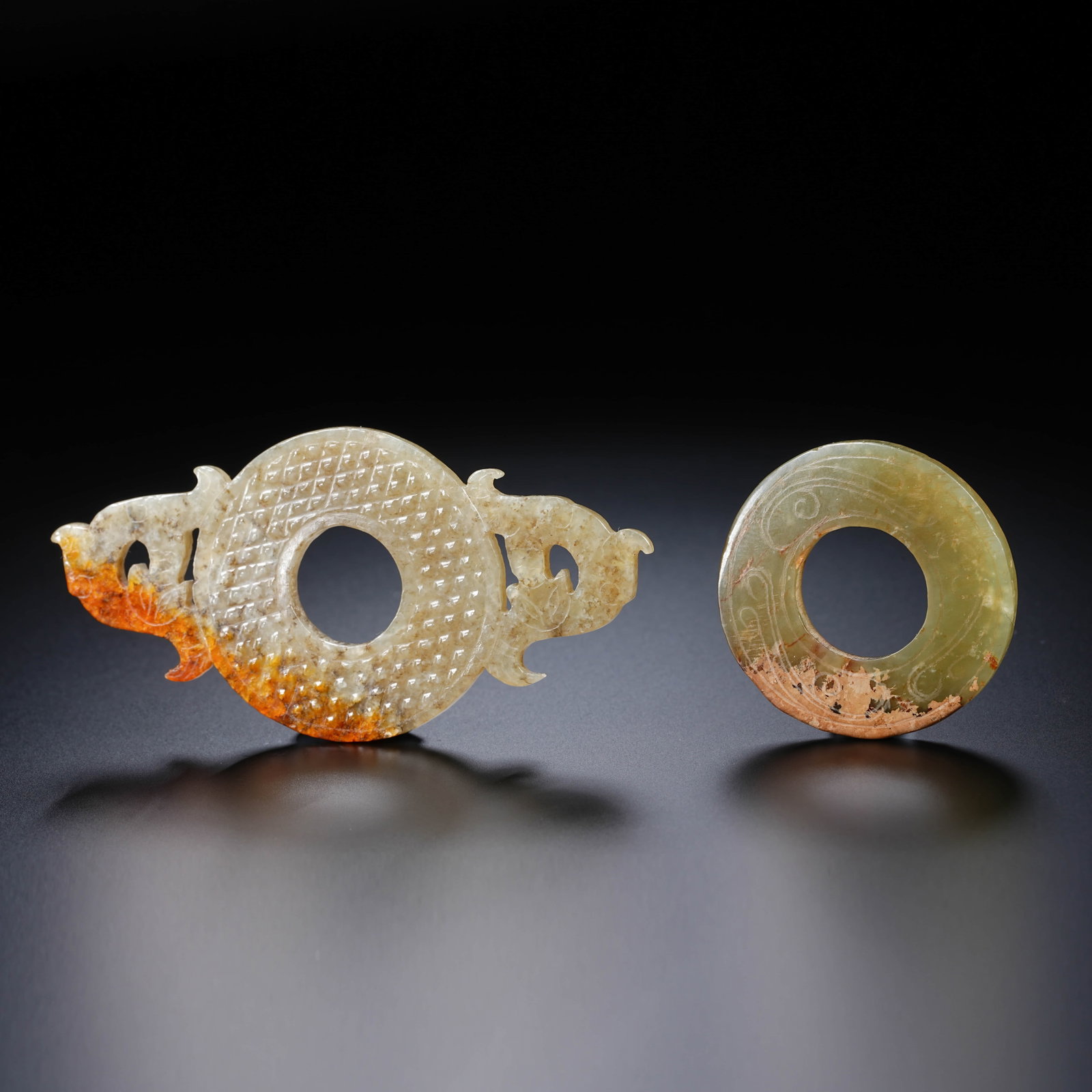 A SET OF CHINESE JADE BI DISCS (1 of 6)