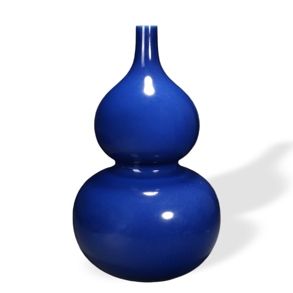 QIANLONG SACRIFICIAL BLUE (JIQING) GLAZED DOUBLE-GOURD VASE (1 of 2)