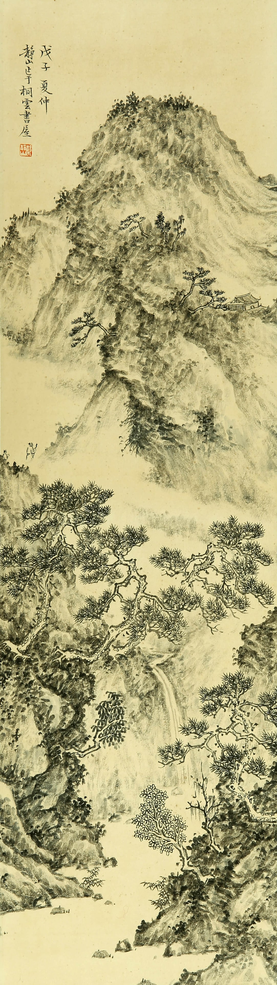 Lang Jingshan landscape: 90 by 25 vertical axis of ink paper