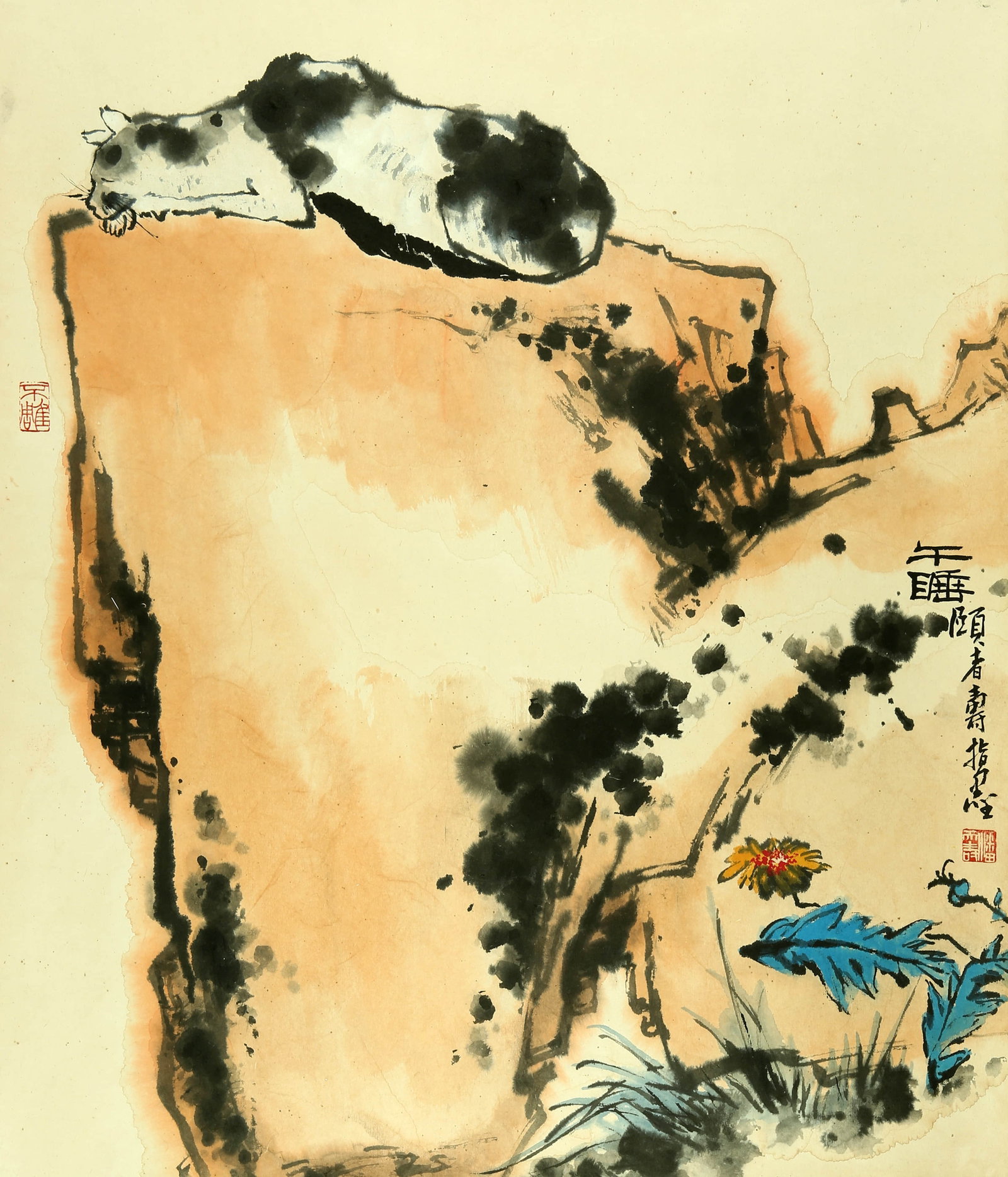 Pan Tianshou siesta: 94by78 colored paper vertical shaft
