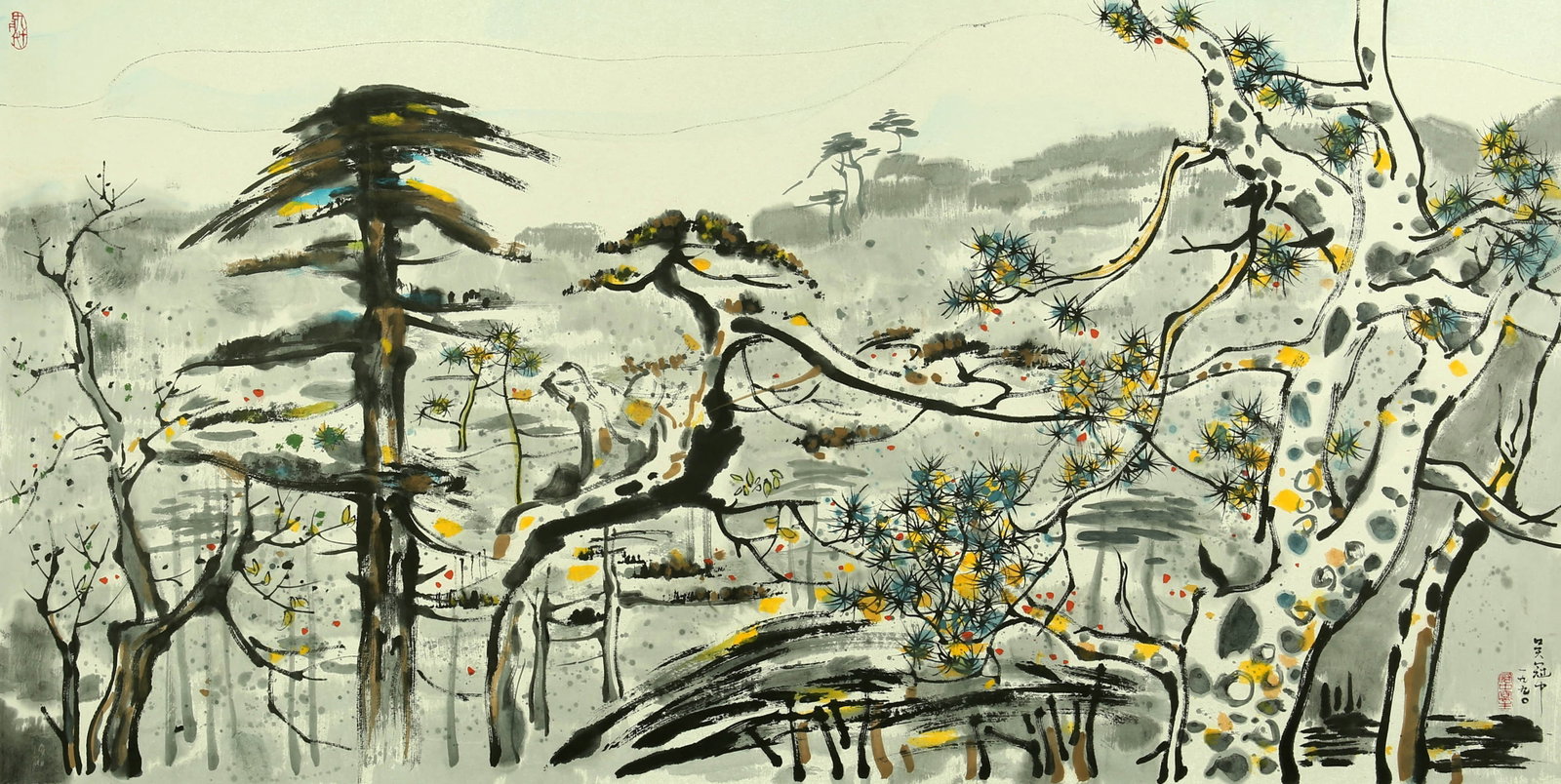 Wu Guanzhongsong: 68by137 colored paper lens