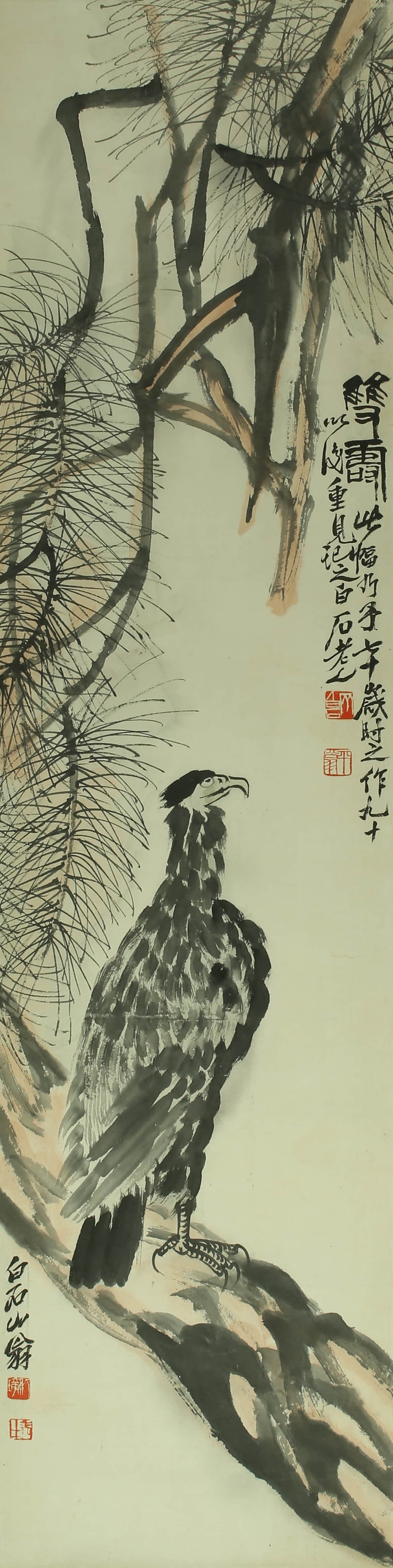 Qi Baishi's longevity: 138by34 colored paper vertical shaft