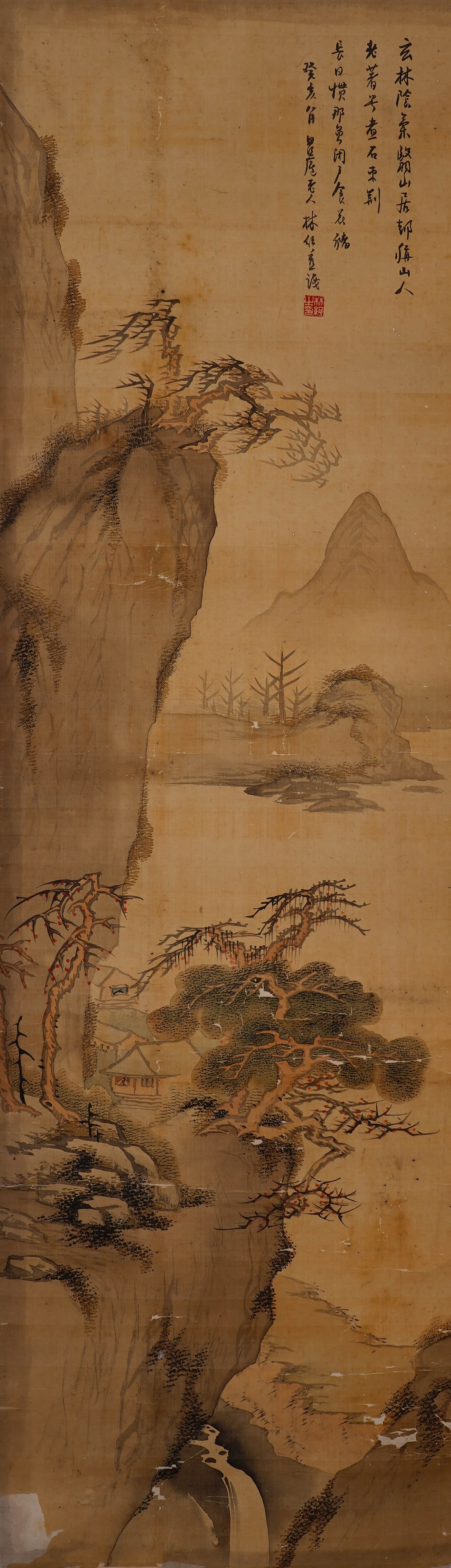 Linshusong Waterfall is deep: 116.5by35 colored paper lens