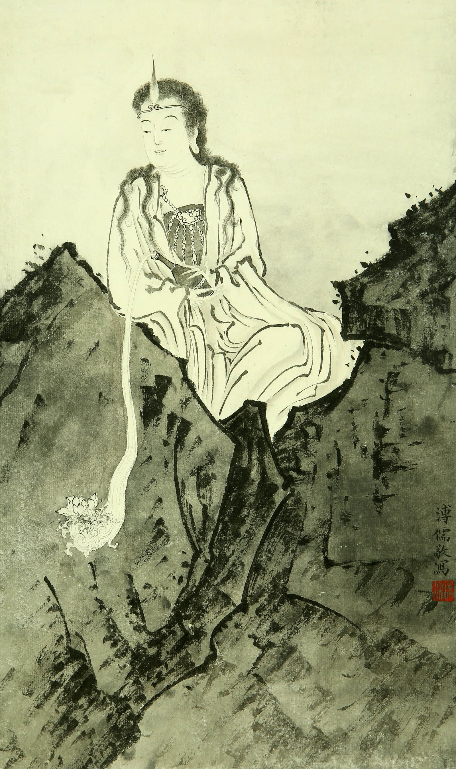 Pu Ru figures: 41by24 vertical axis of ink paper