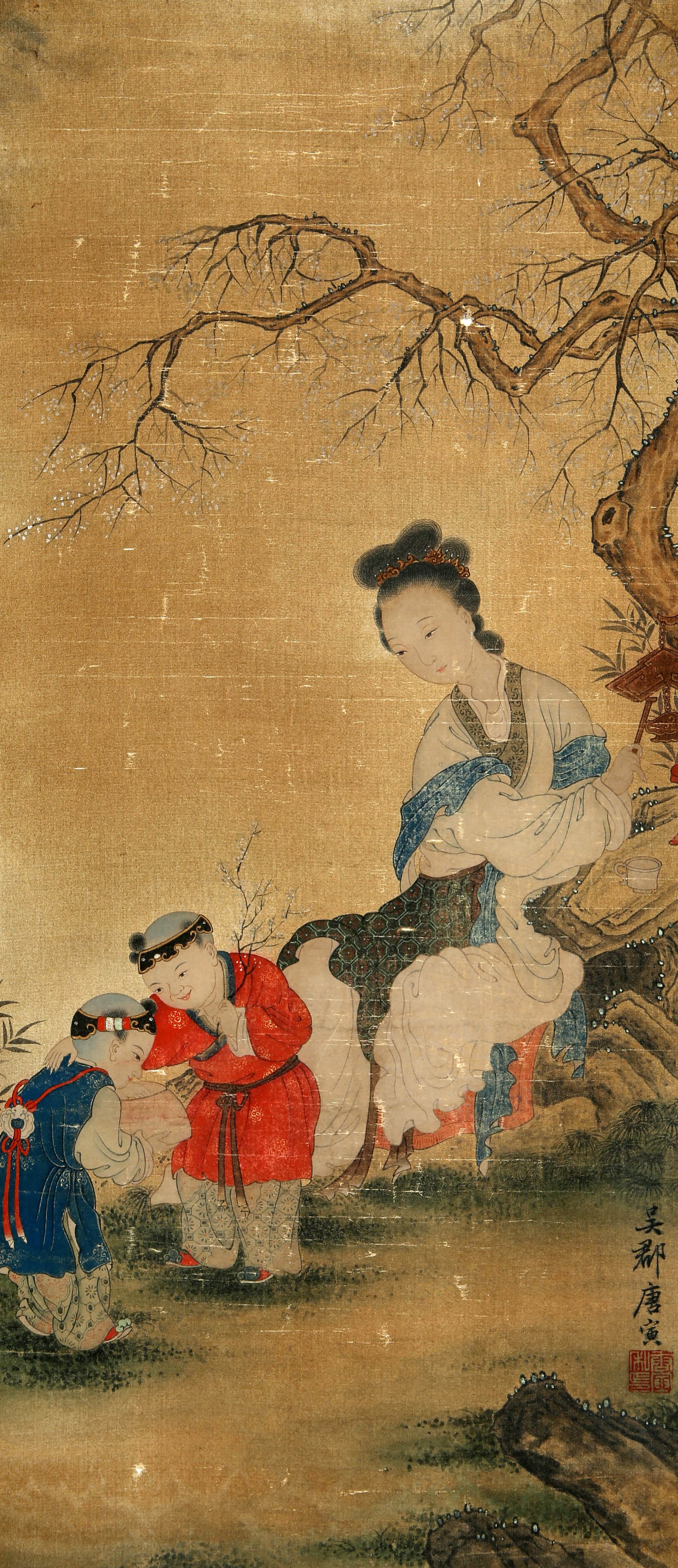 Tang Yin teaches the child map. (1 of 7)