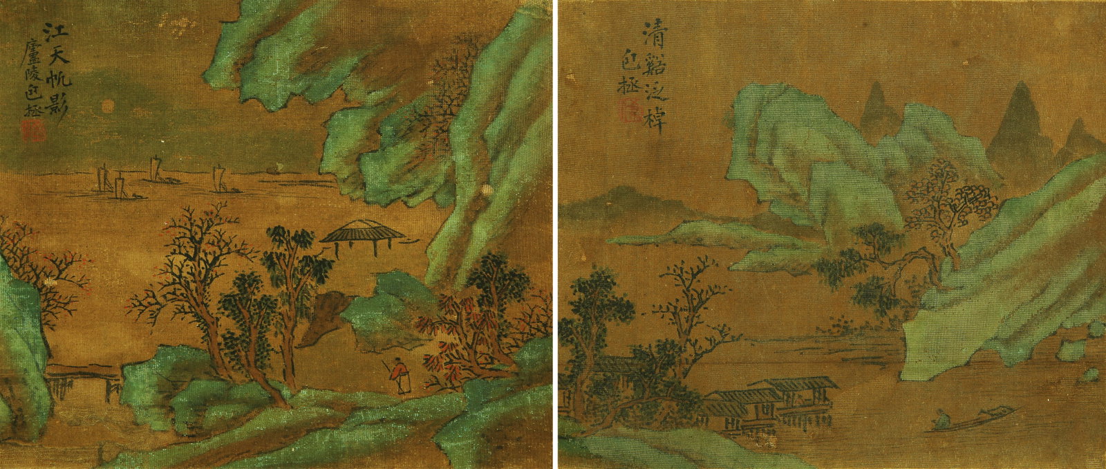 The second opening of Bao Zheng landscape: 23by27 colored silk lens