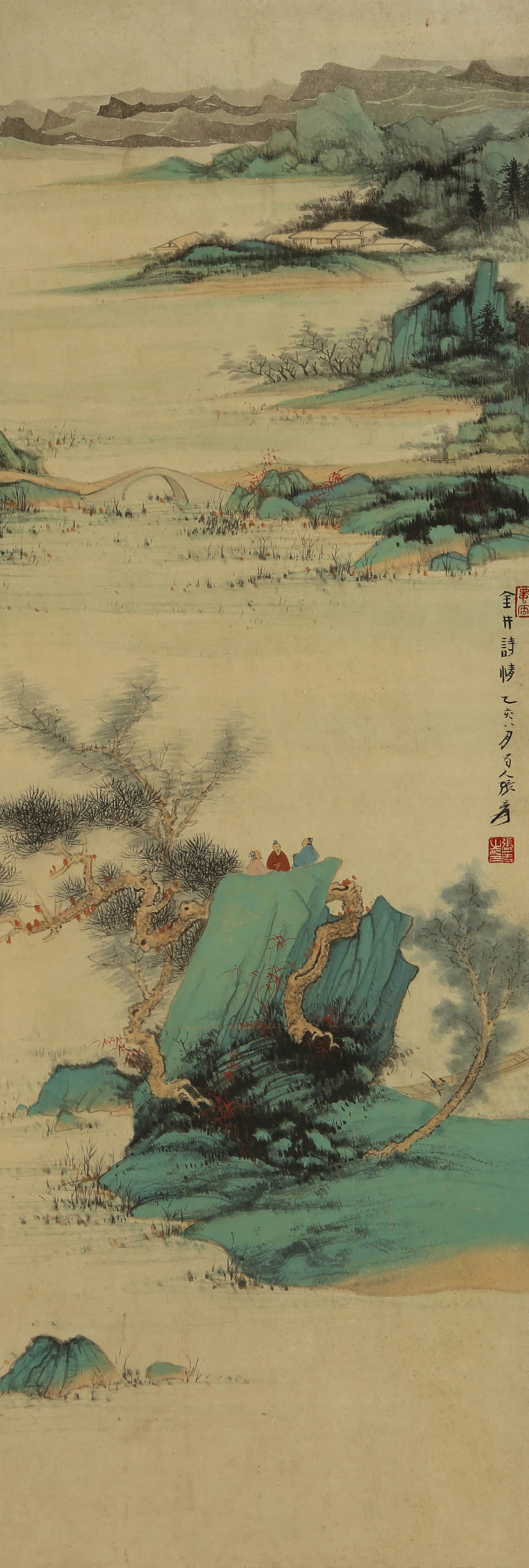 Zhang Daqian's theory map: 91by31 colored paper vertical shaft