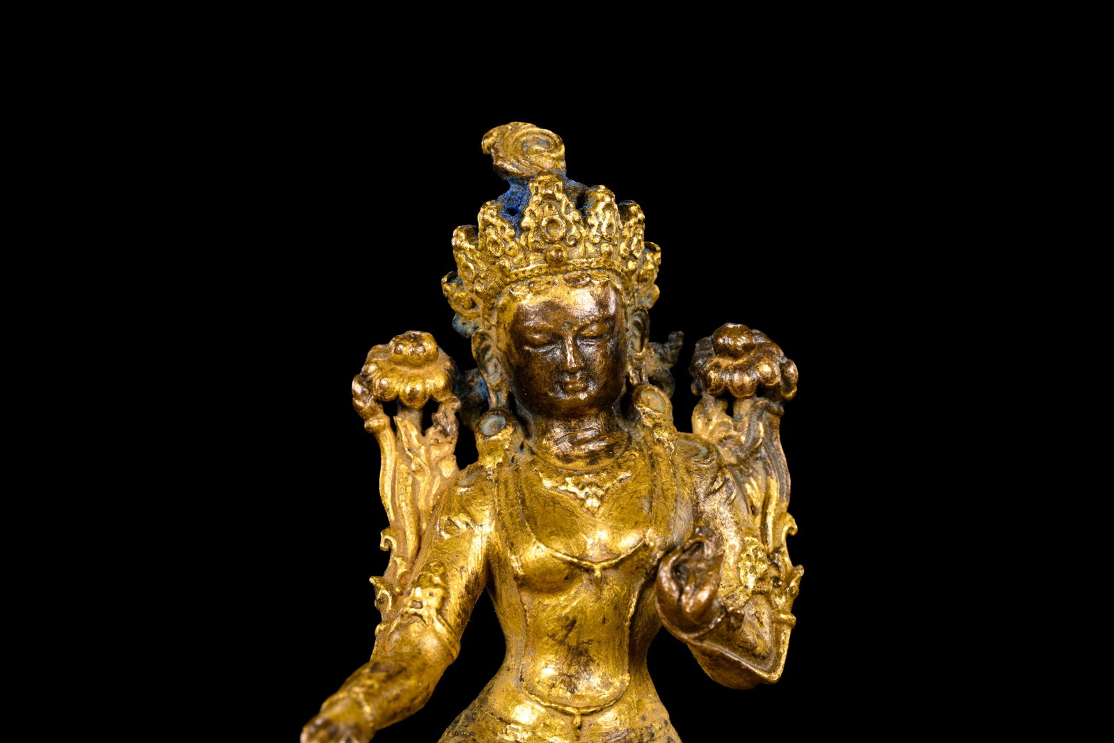 Silver-plated Green Tara Sitting Statue - 3