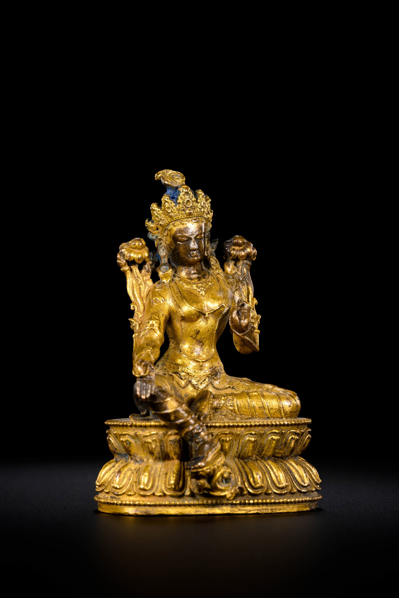 Silver-plated Green Tara Sitting Statue - 6