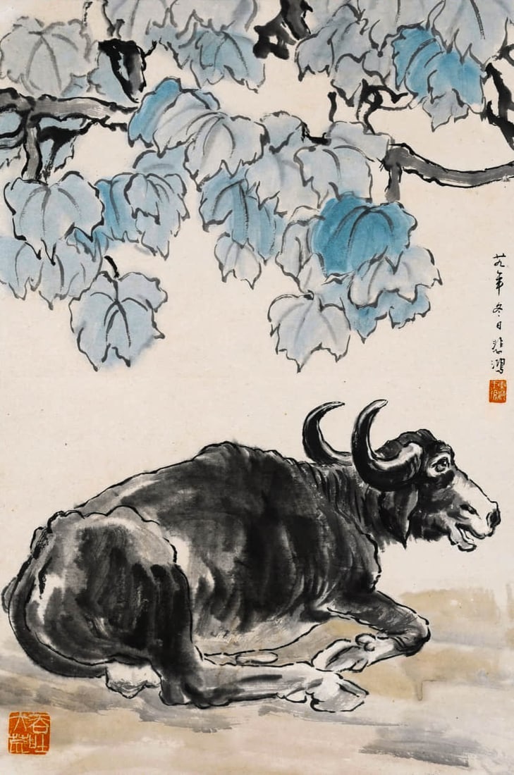 Xu Beihong Niu Lizhou: L:75cm H:51cm